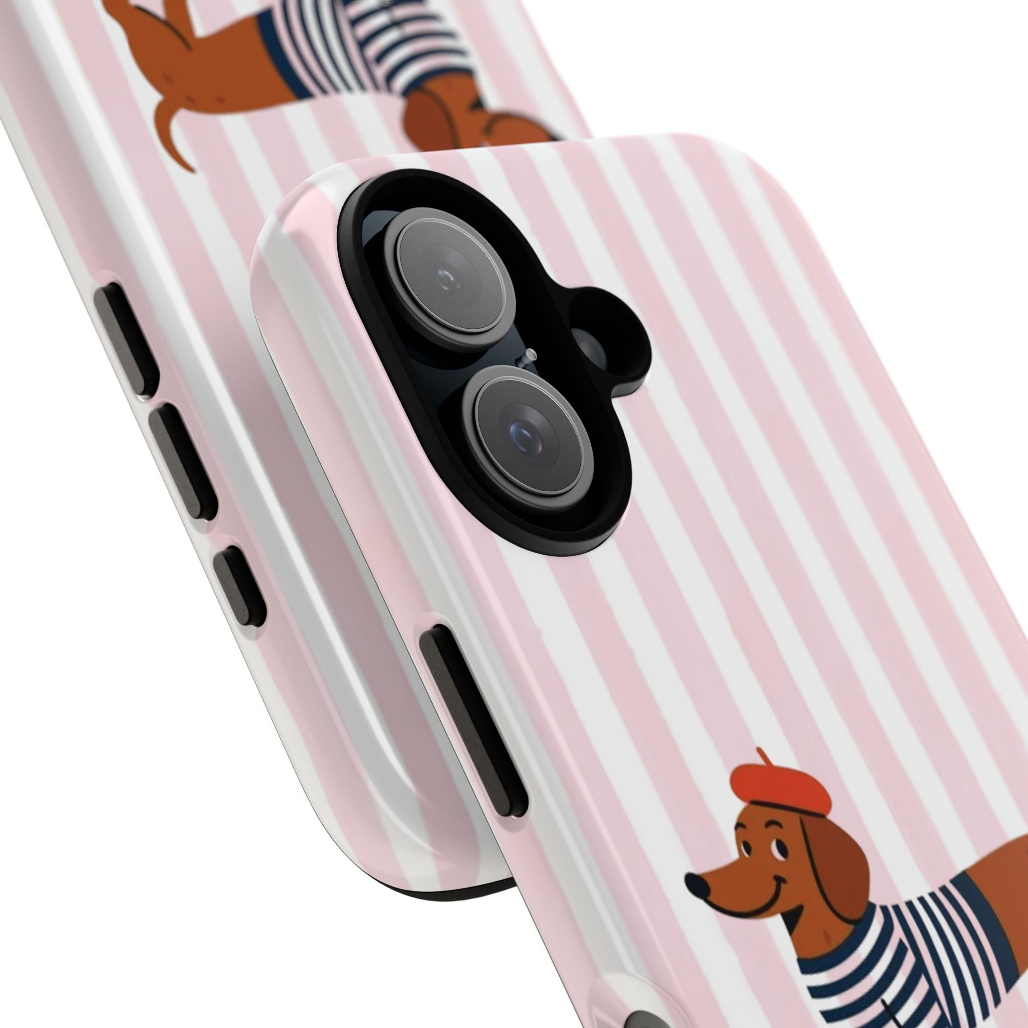 Dachshund in Breton Stripe Phone Case | French Dog Lover Gift