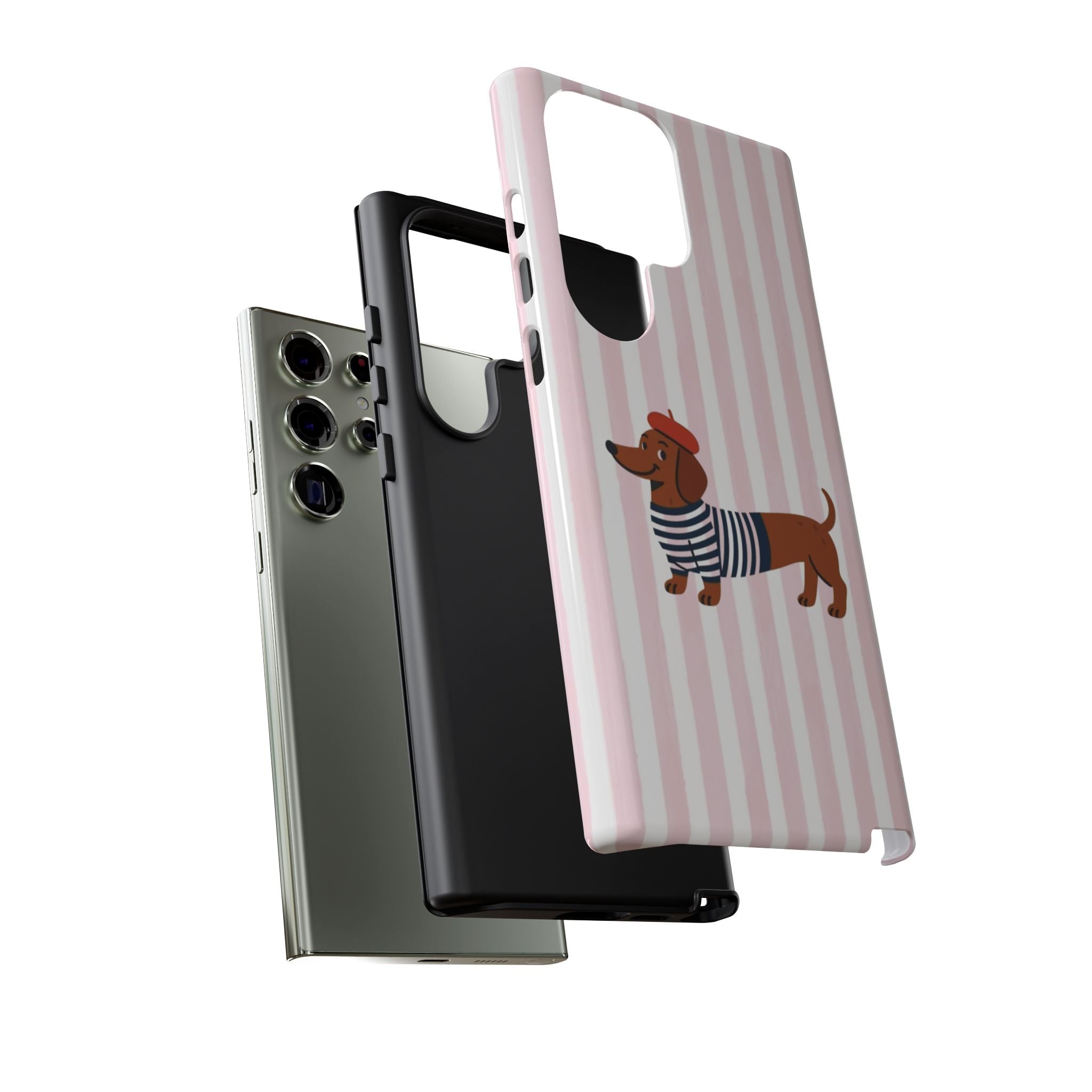 Dachshund in Breton Stripe Phone Case | French Dog Lover Gift