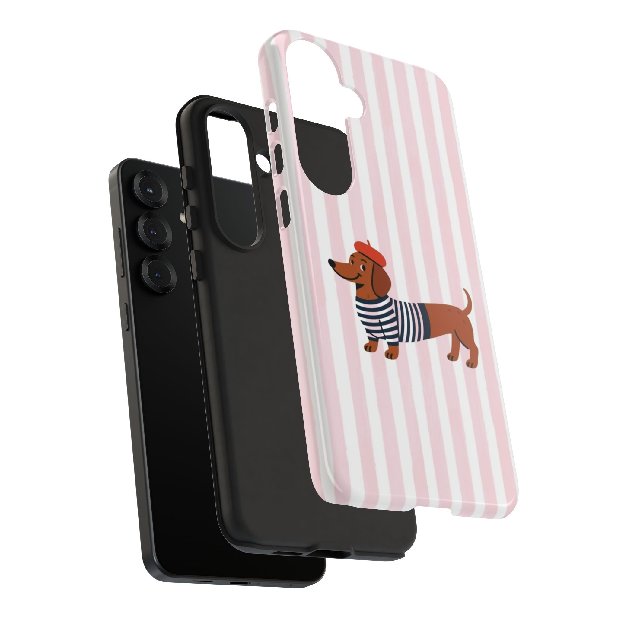 Dachshund in Breton Stripe Phone Case | French Dog Lover Gift