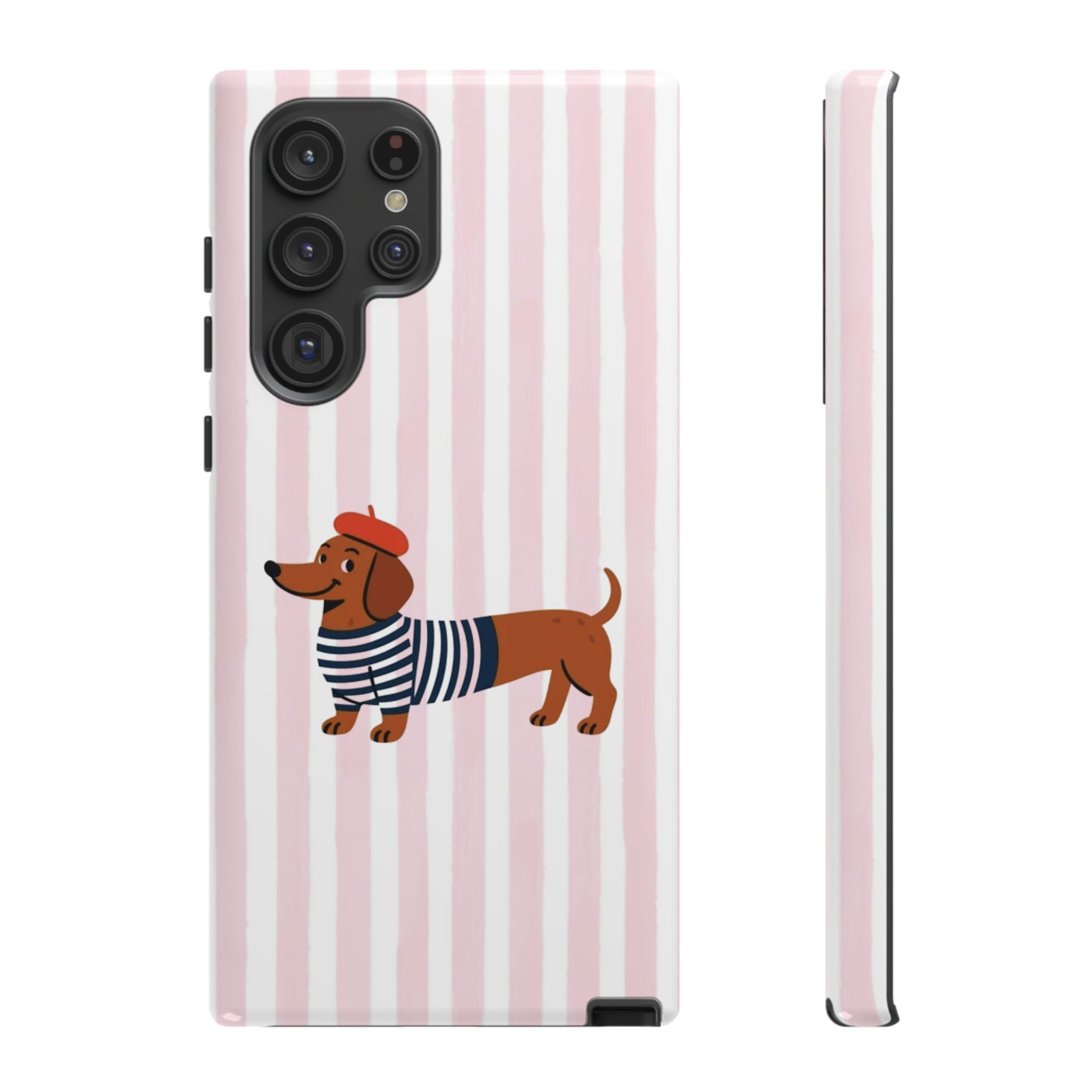 Dachshund in Breton Stripe Phone Case | French Dog Lover Gift