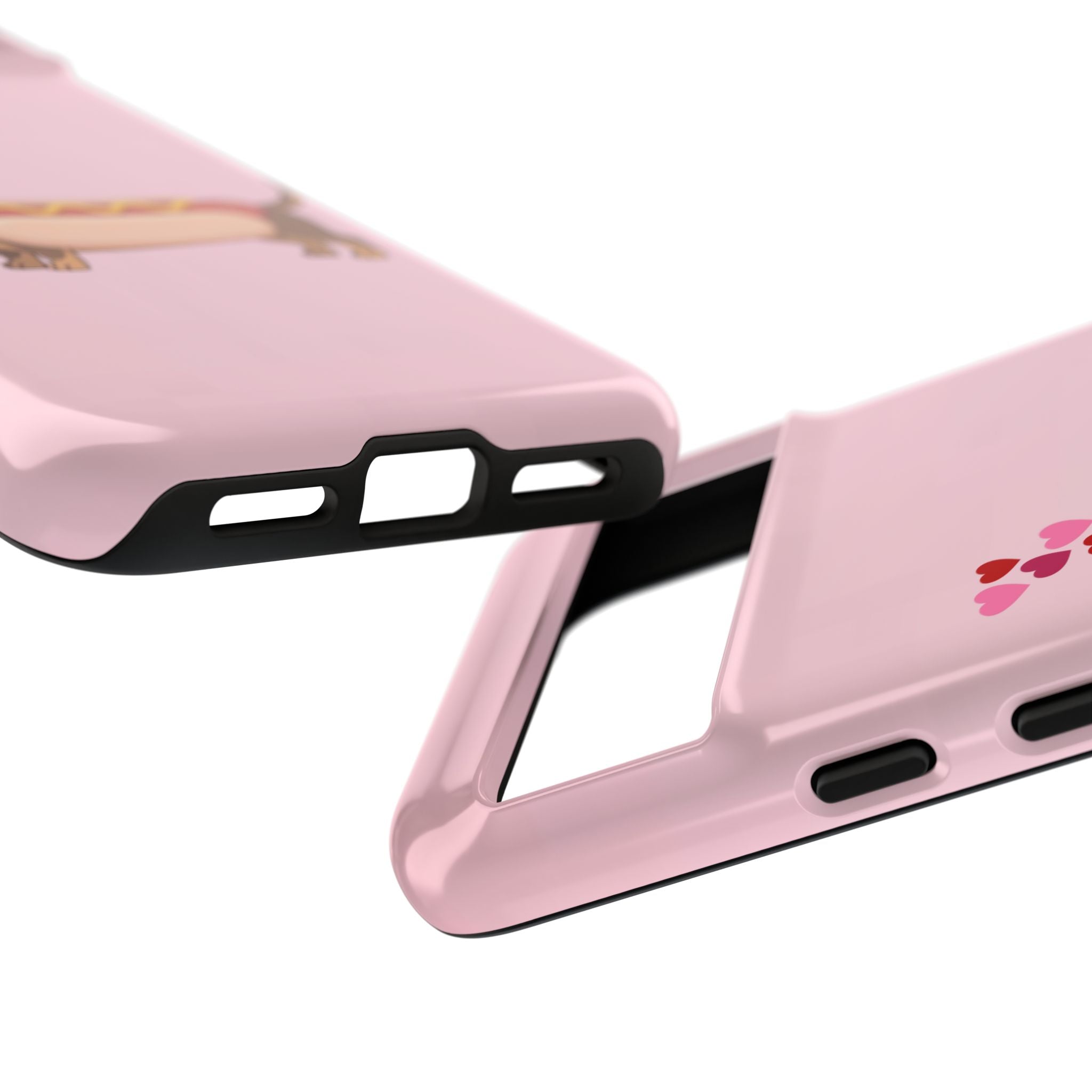 Dachshund Hot Dog Phone Case – Cute Pink Love Hearts Protective Tough Case