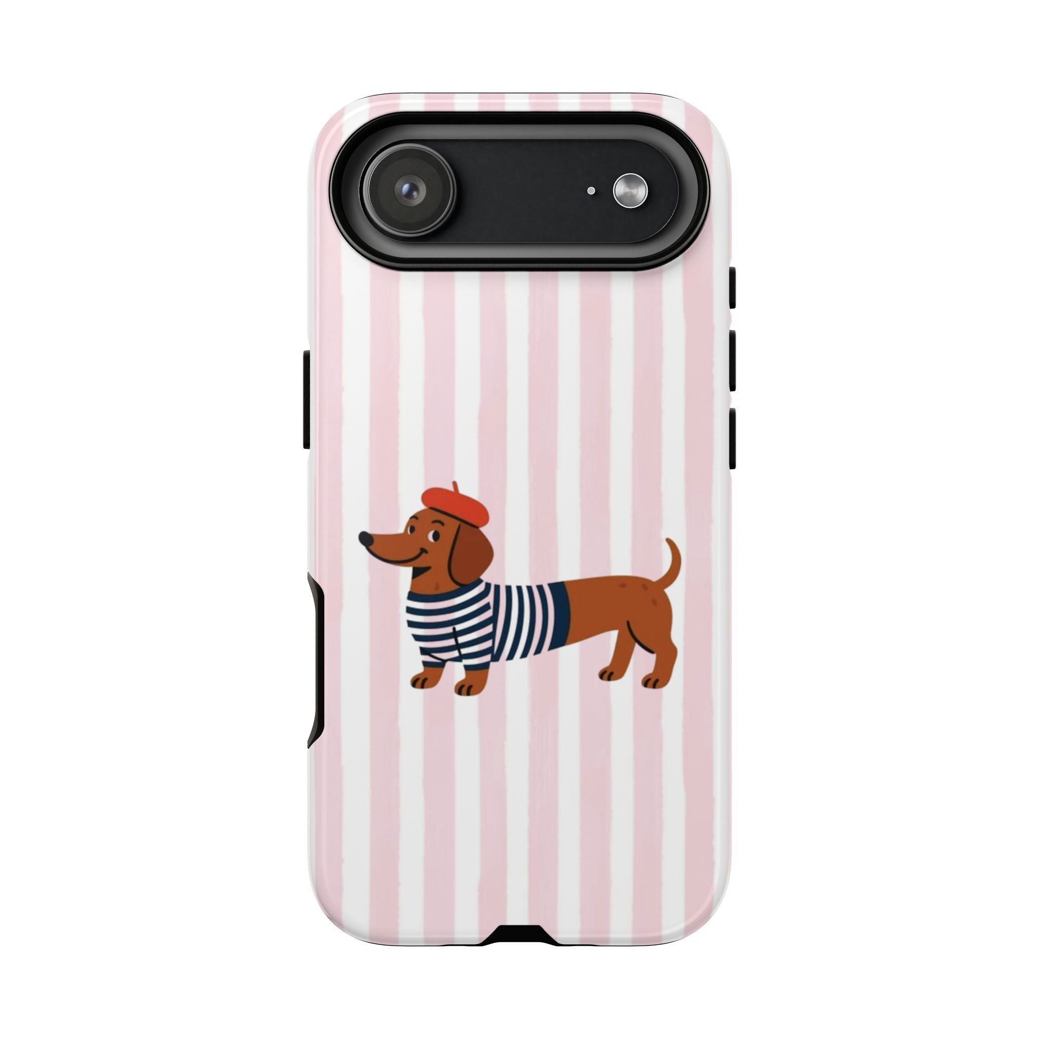 Dachshund in Breton Stripe Phone Case | French Dog Lover Gift
