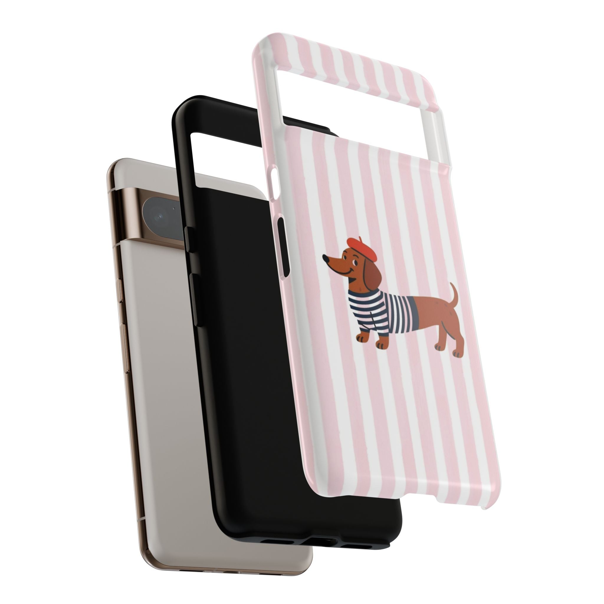 Dachshund in Breton Stripe Phone Case | French Dog Lover Gift