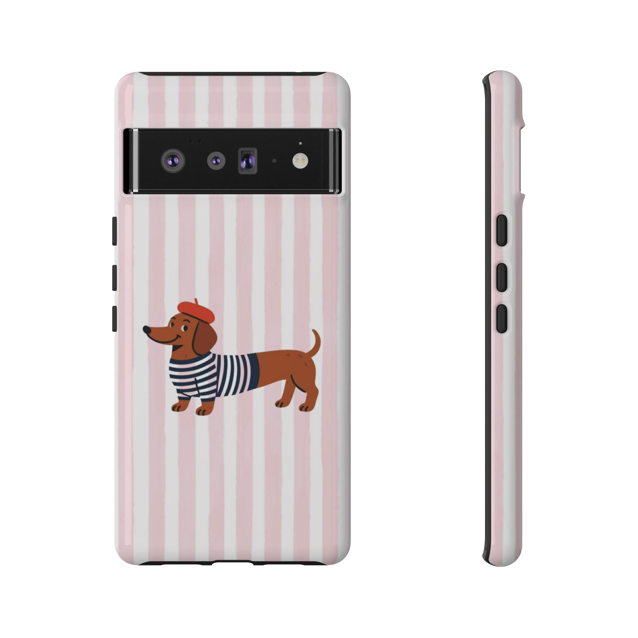 Dachshund in Breton Stripe Phone Case | French Dog Lover Gift