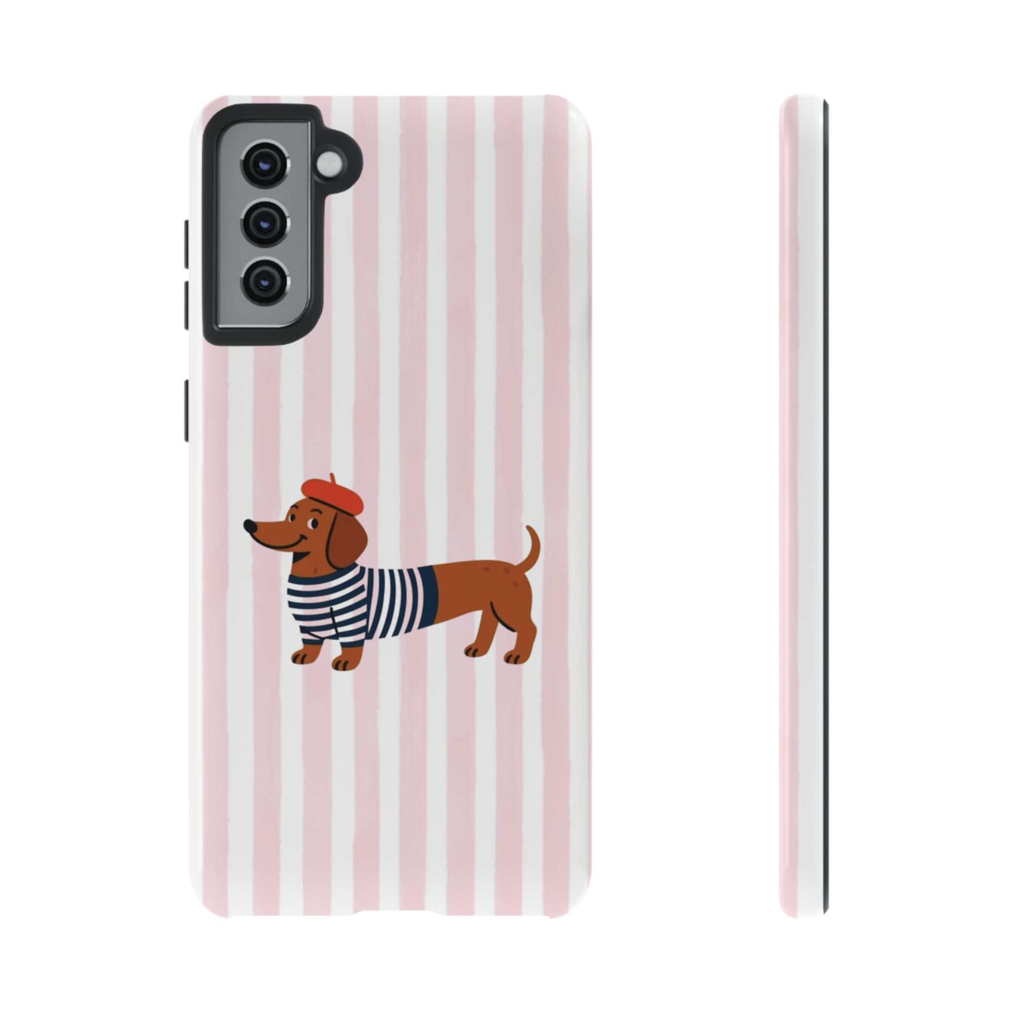 Dachshund in Breton Stripe Phone Case | French Dog Lover Gift