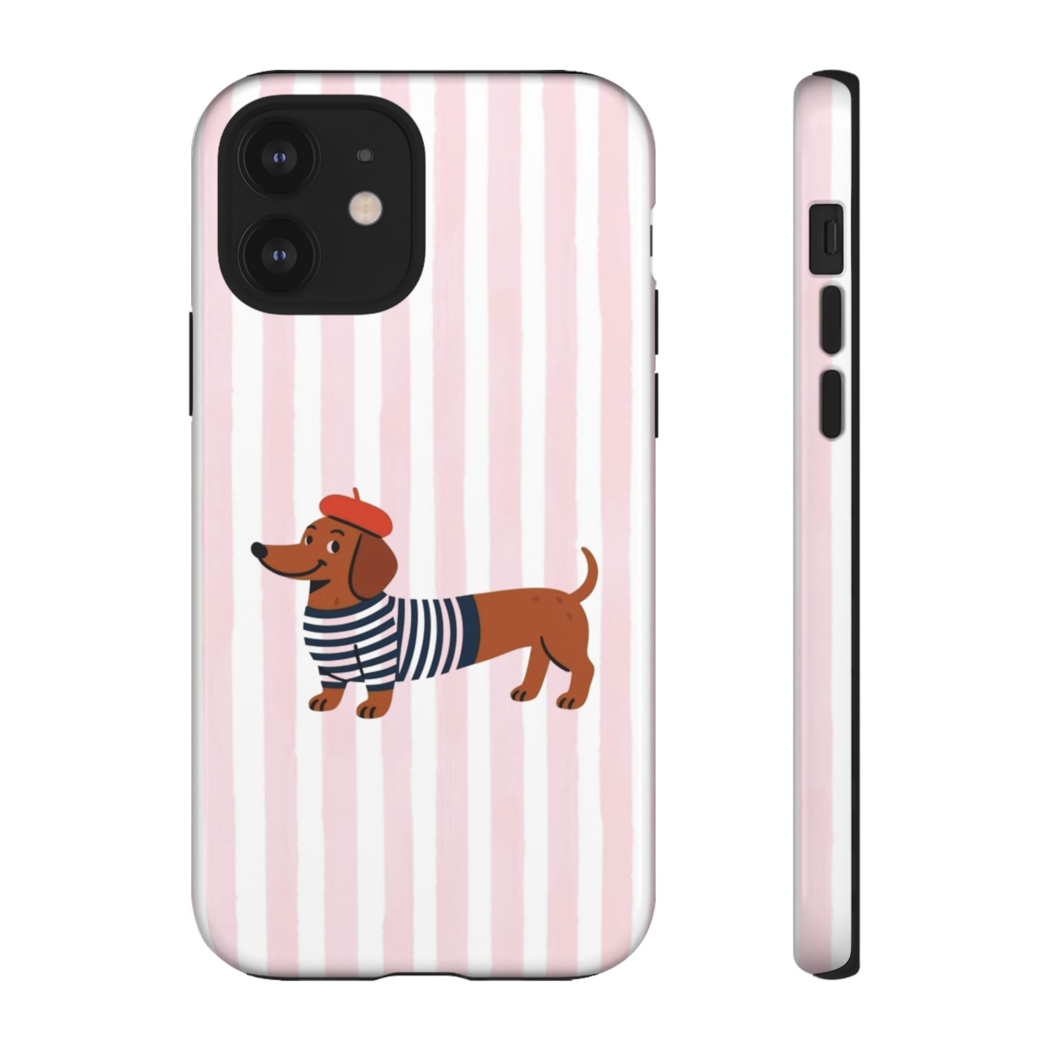 Dachshund in Breton Stripe Phone Case | French Dog Lover Gift