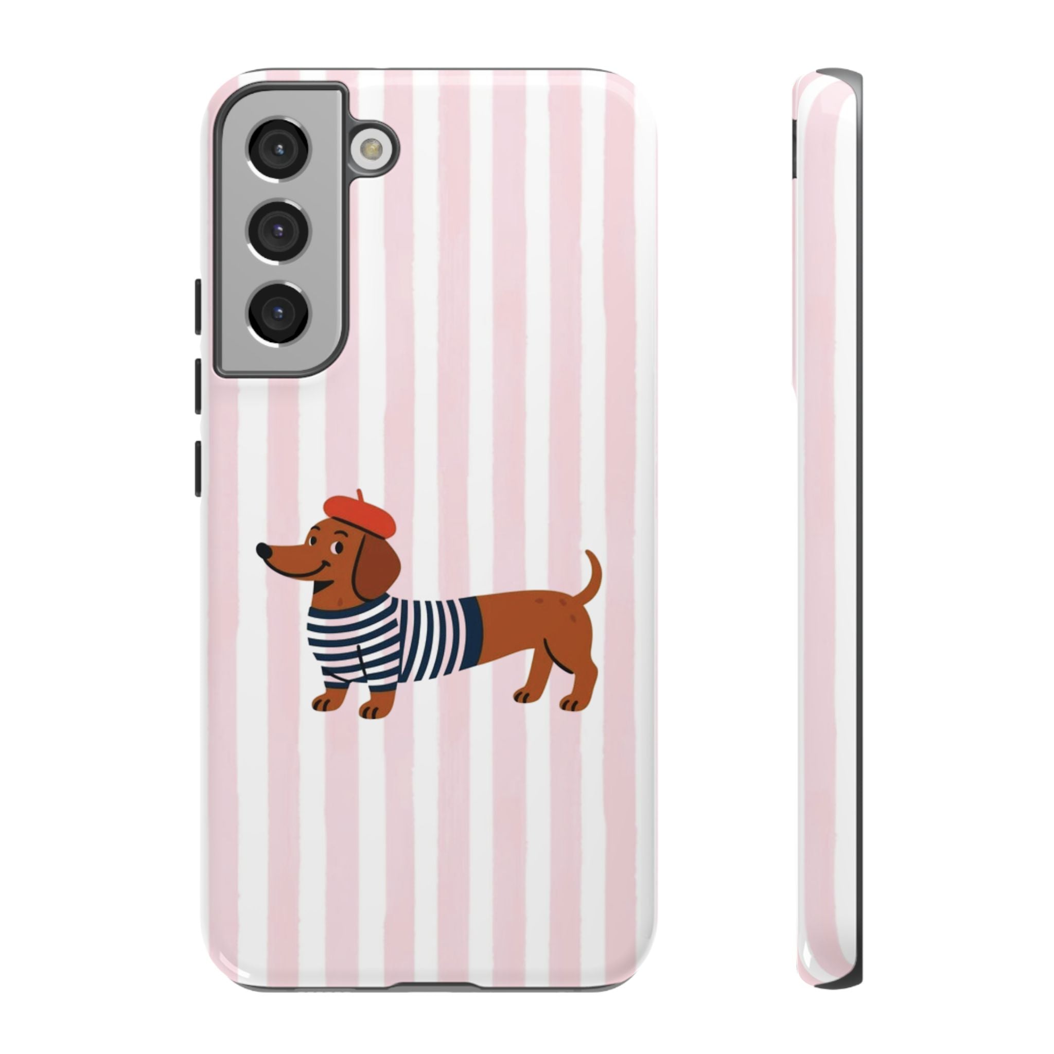 Dachshund in Breton Stripe Phone Case | French Dog Lover Gift