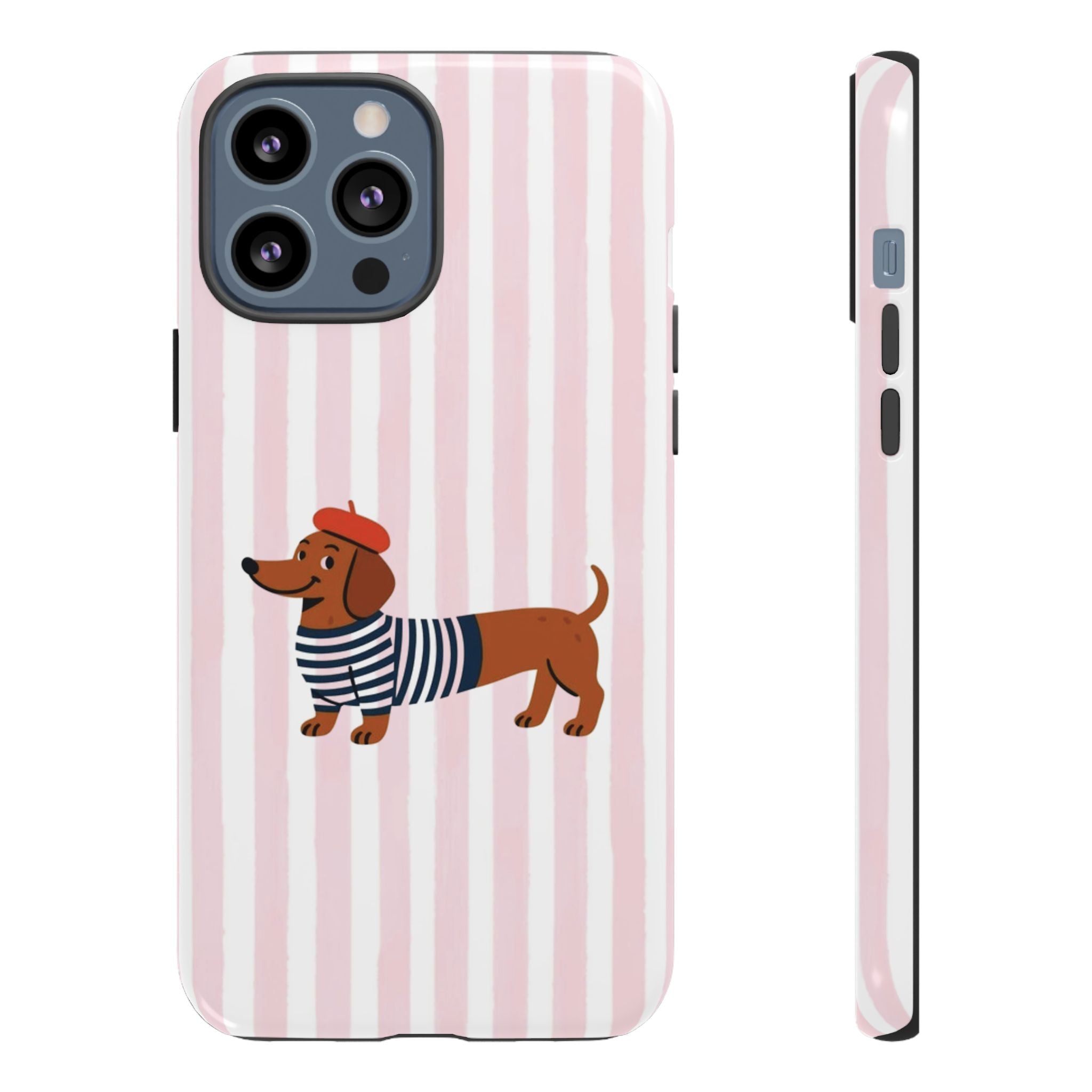 Dachshund in Breton Stripe Phone Case | French Dog Lover Gift