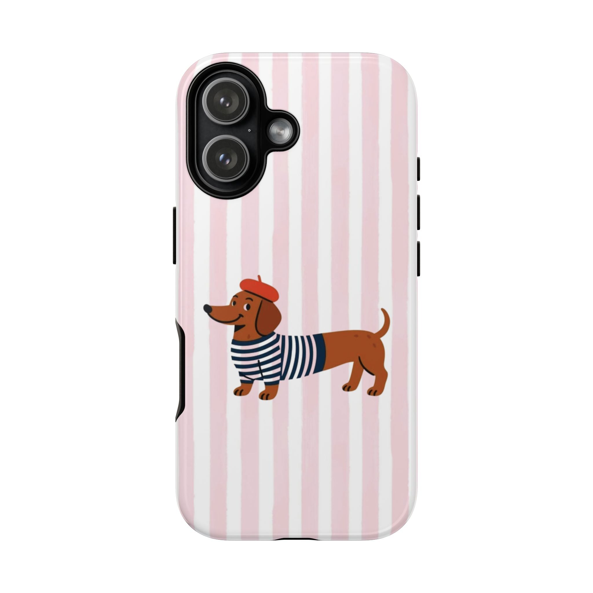 Dachshund in Breton Stripe Phone Case | French Dog Lover Gift