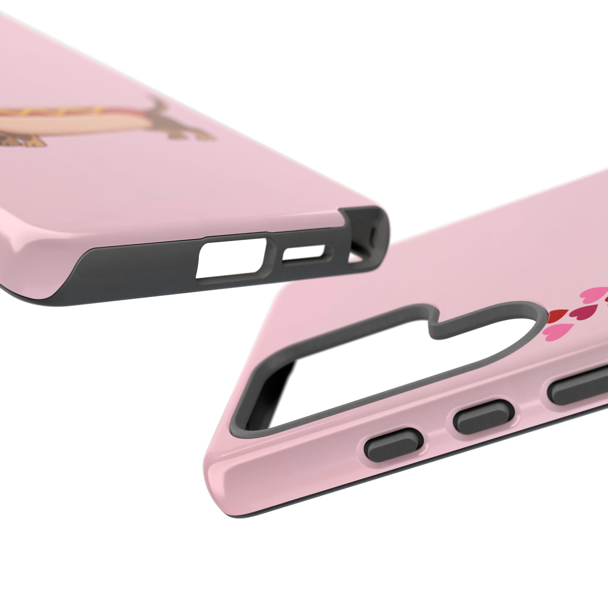 Dachshund Hot Dog Phone Case – Cute Pink Love Hearts Protective Tough Case
