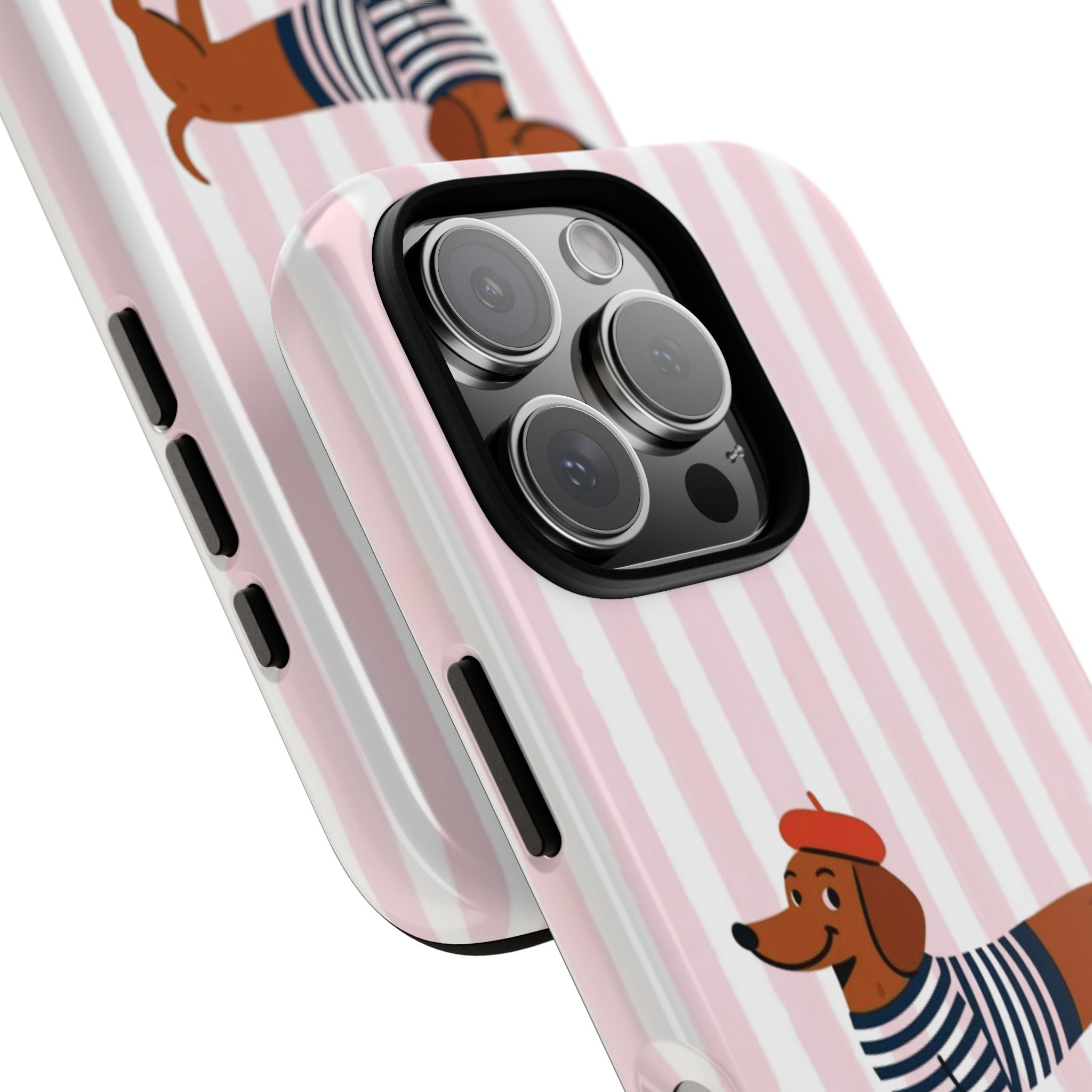 Dachshund in Breton Stripe Phone Case | French Dog Lover Gift