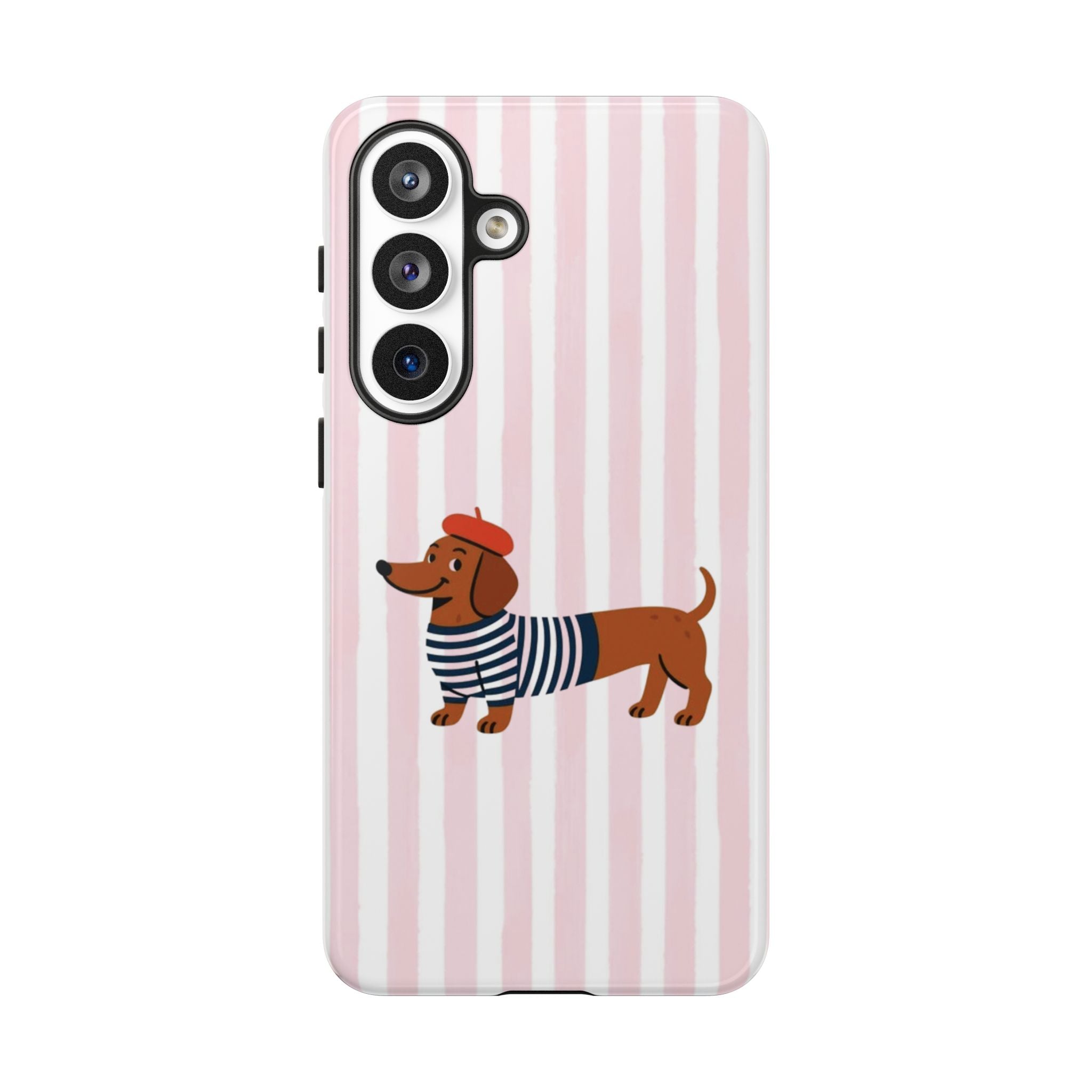 Dachshund in Breton Stripe Phone Case | French Dog Lover Gift