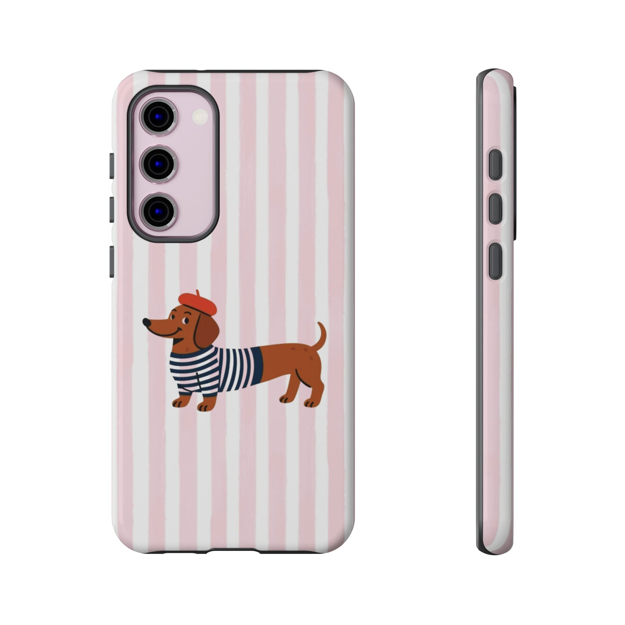 Dachshund in Breton Stripe Phone Case | French Dog Lover Gift