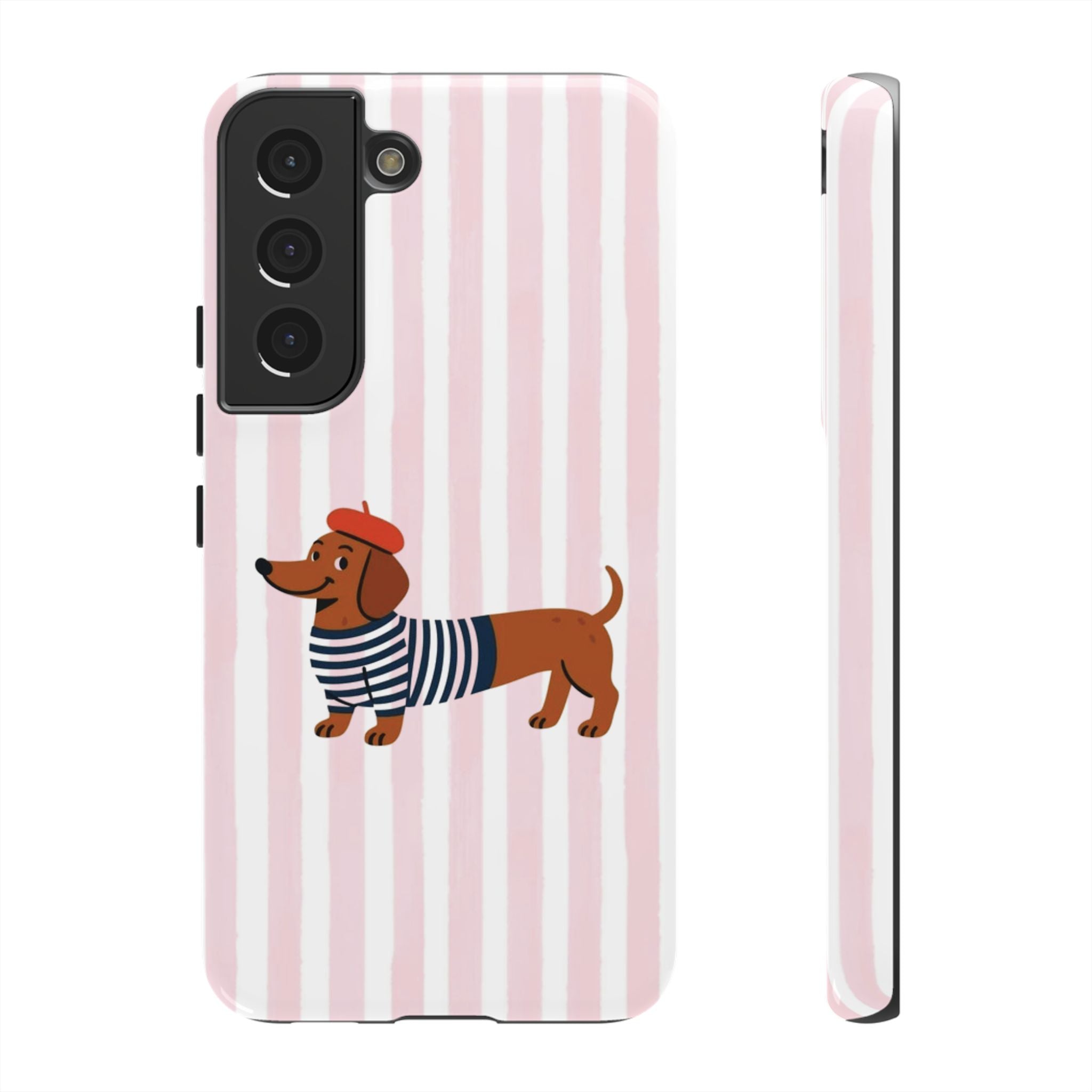 Dachshund in Breton Stripe Phone Case | French Dog Lover Gift