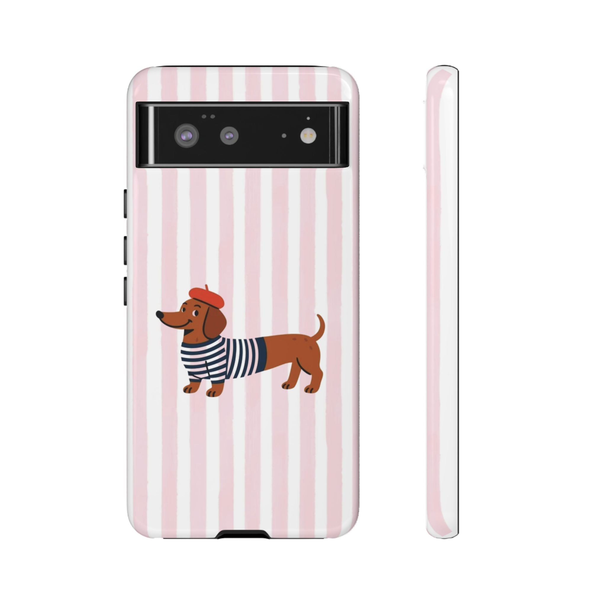 Dachshund in Breton Stripe Phone Case | French Dog Lover Gift