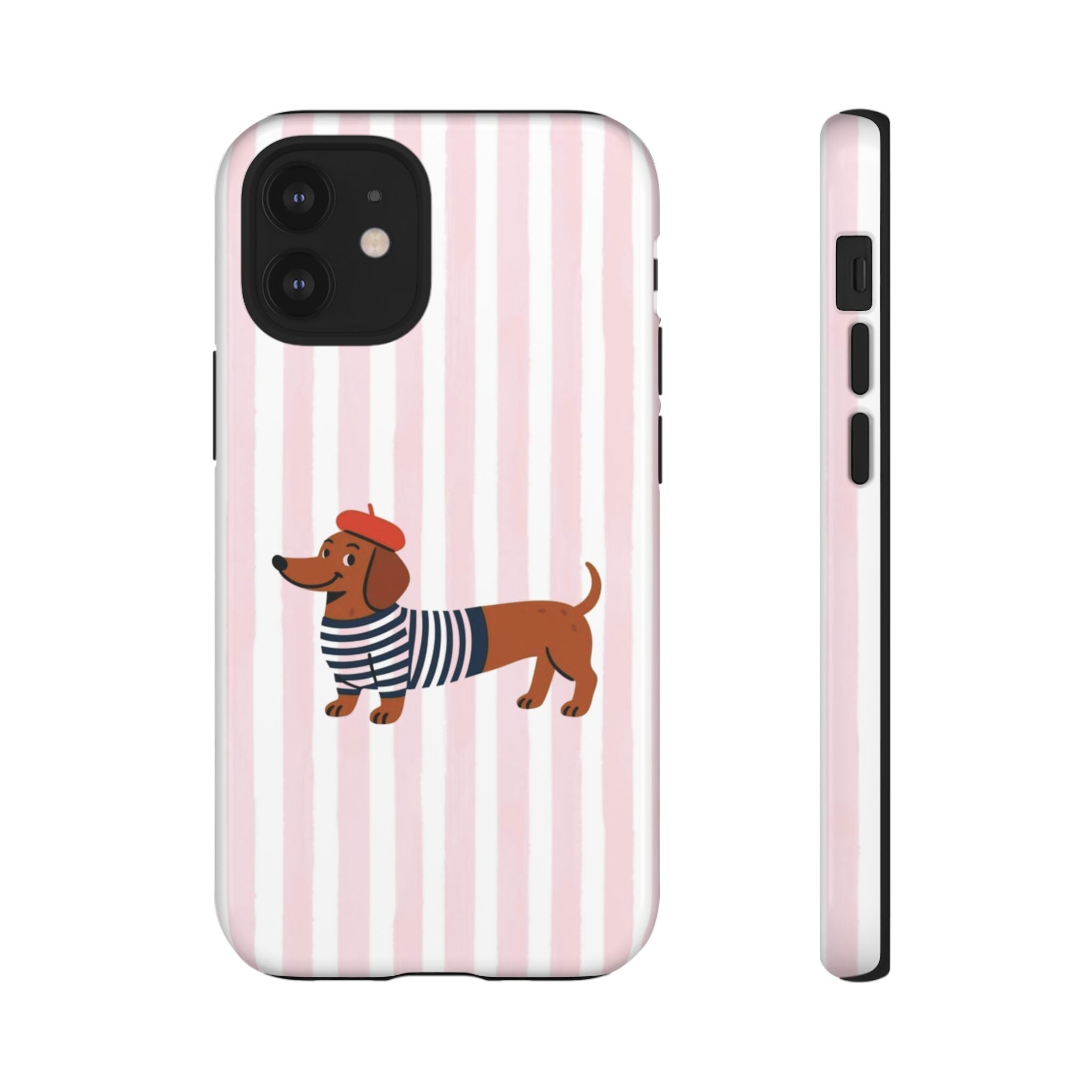 Dachshund in Breton Stripe Phone Case | French Dog Lover Gift