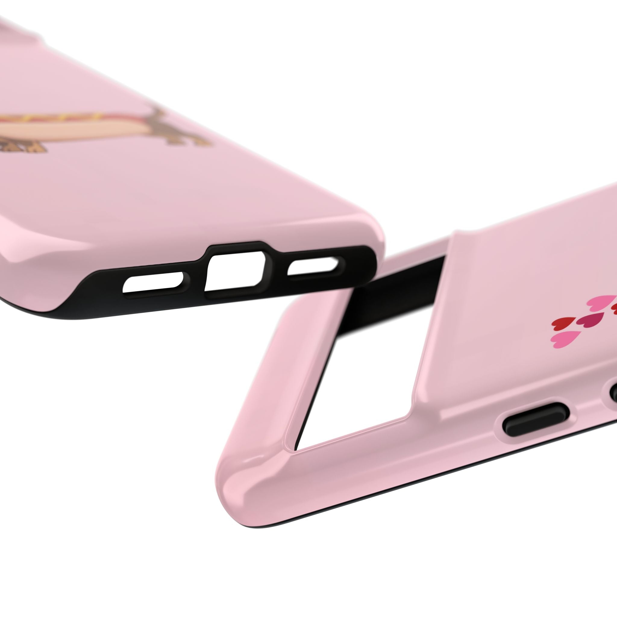Dachshund Hot Dog Phone Case – Cute Pink Love Hearts Protective Tough Case
