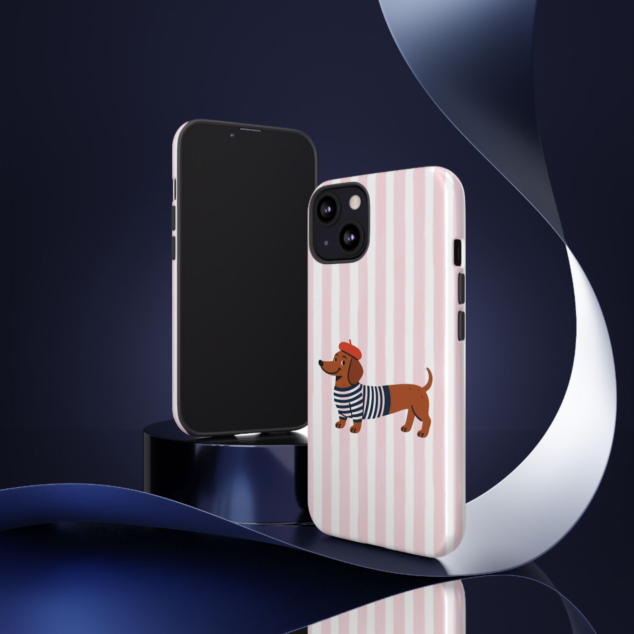 Dachshund in Breton Stripe Phone Case | French Dog Lover Gift