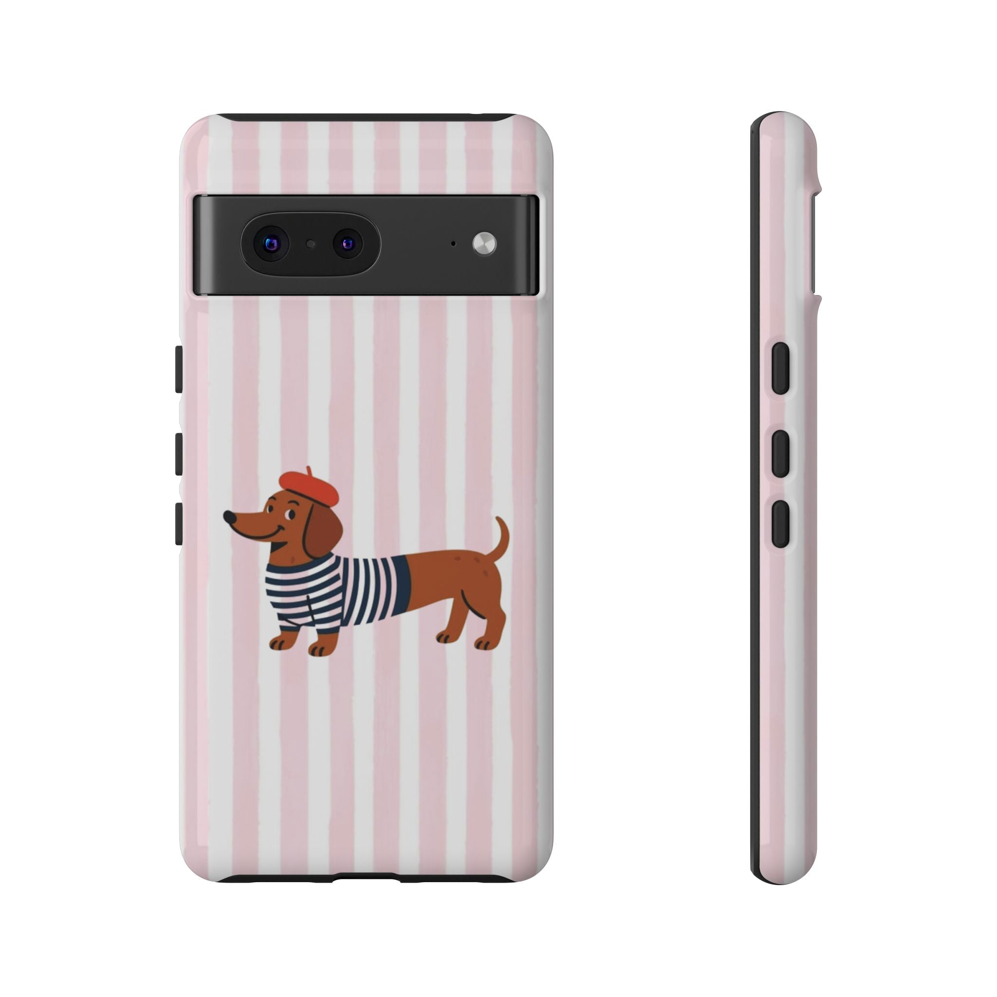 Dachshund in Breton Stripe Phone Case | French Dog Lover Gift