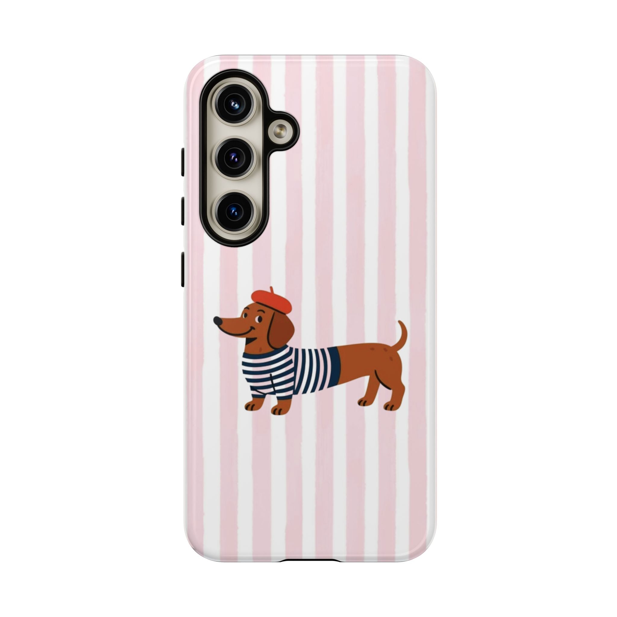 Dachshund in Breton Stripe Phone Case | French Dog Lover Gift
