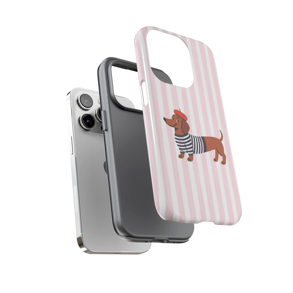 Dachshund in Breton Stripe Phone Case | French Dog Lover Gift