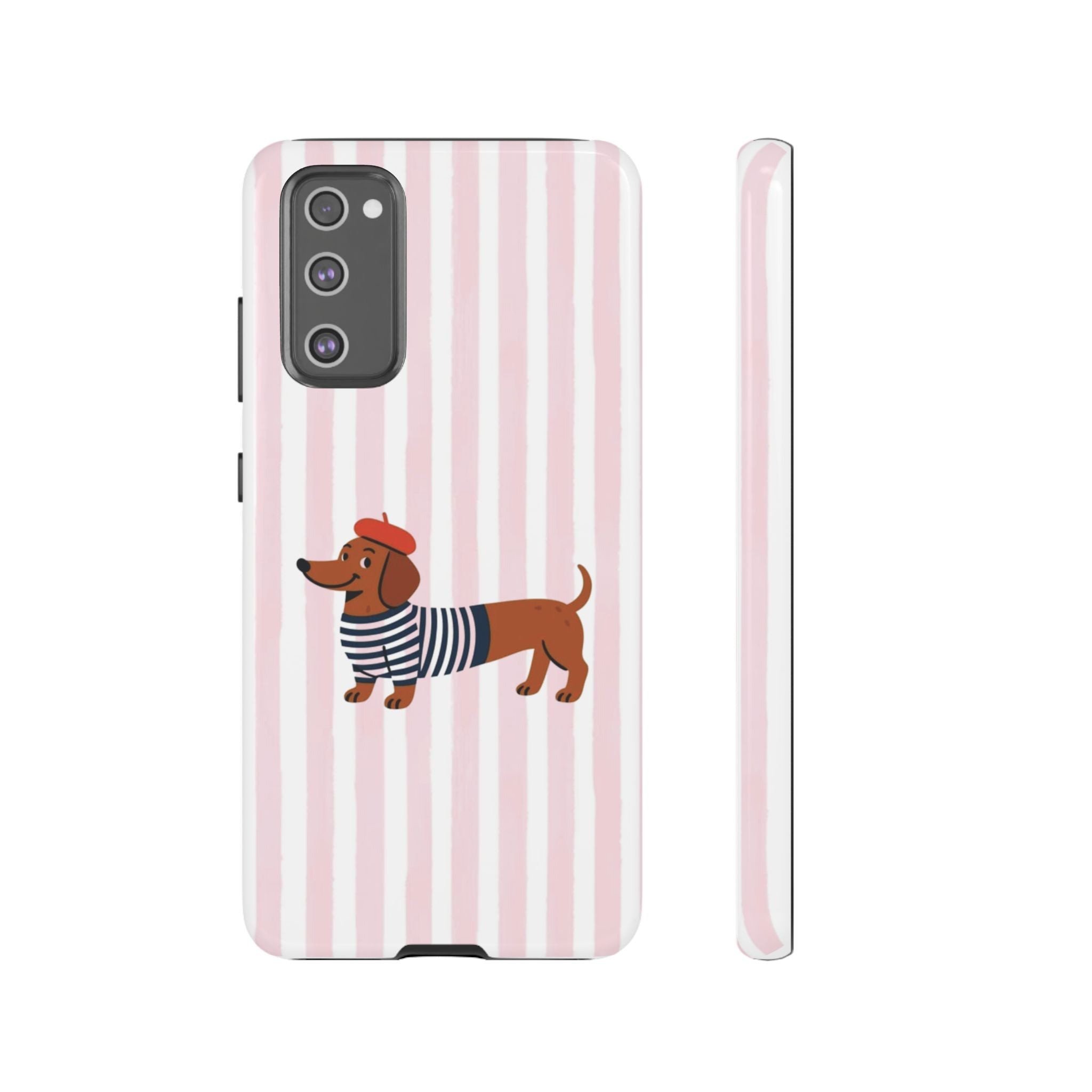 Dachshund in Breton Stripe Phone Case | French Dog Lover Gift