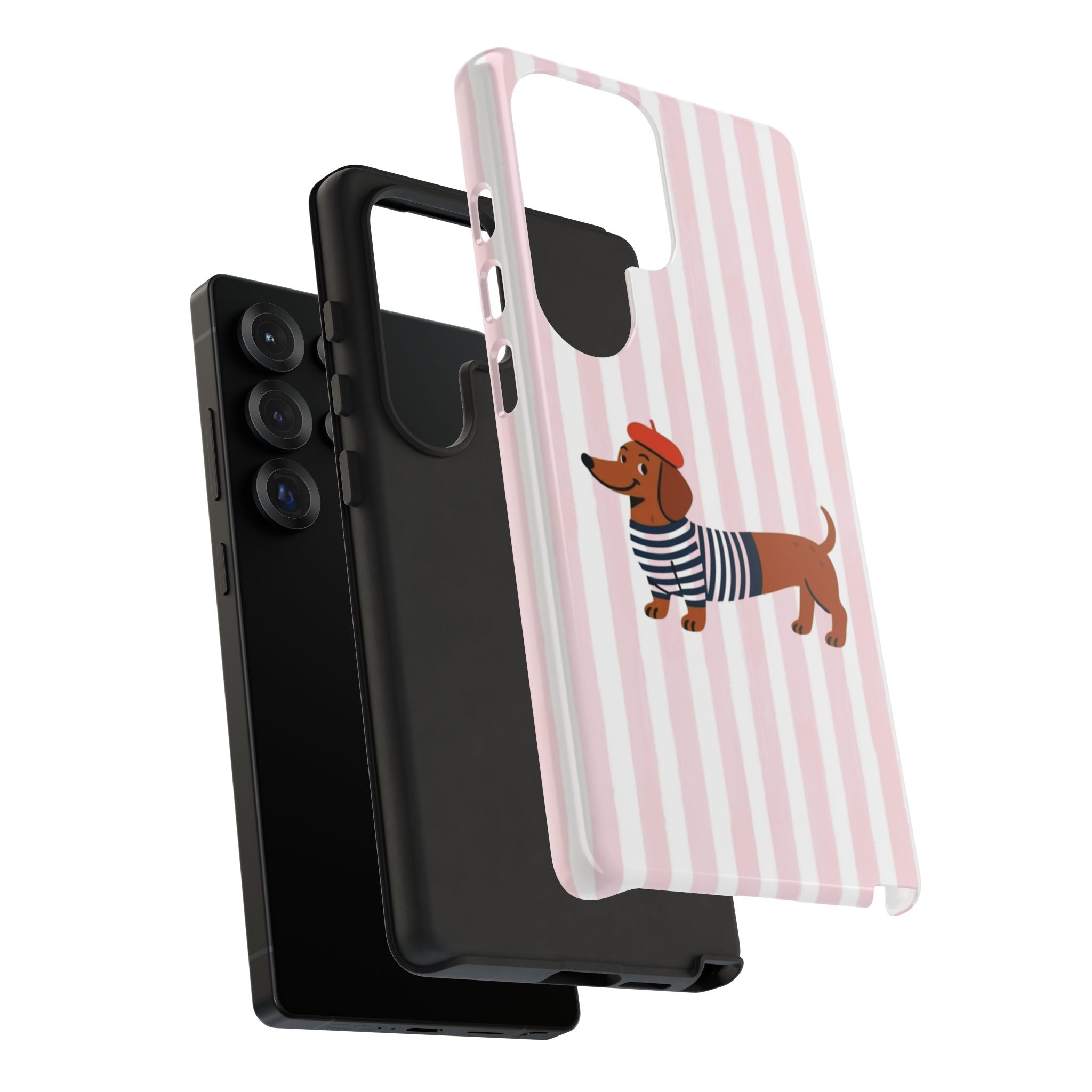 Dachshund in Breton Stripe Phone Case | French Dog Lover Gift