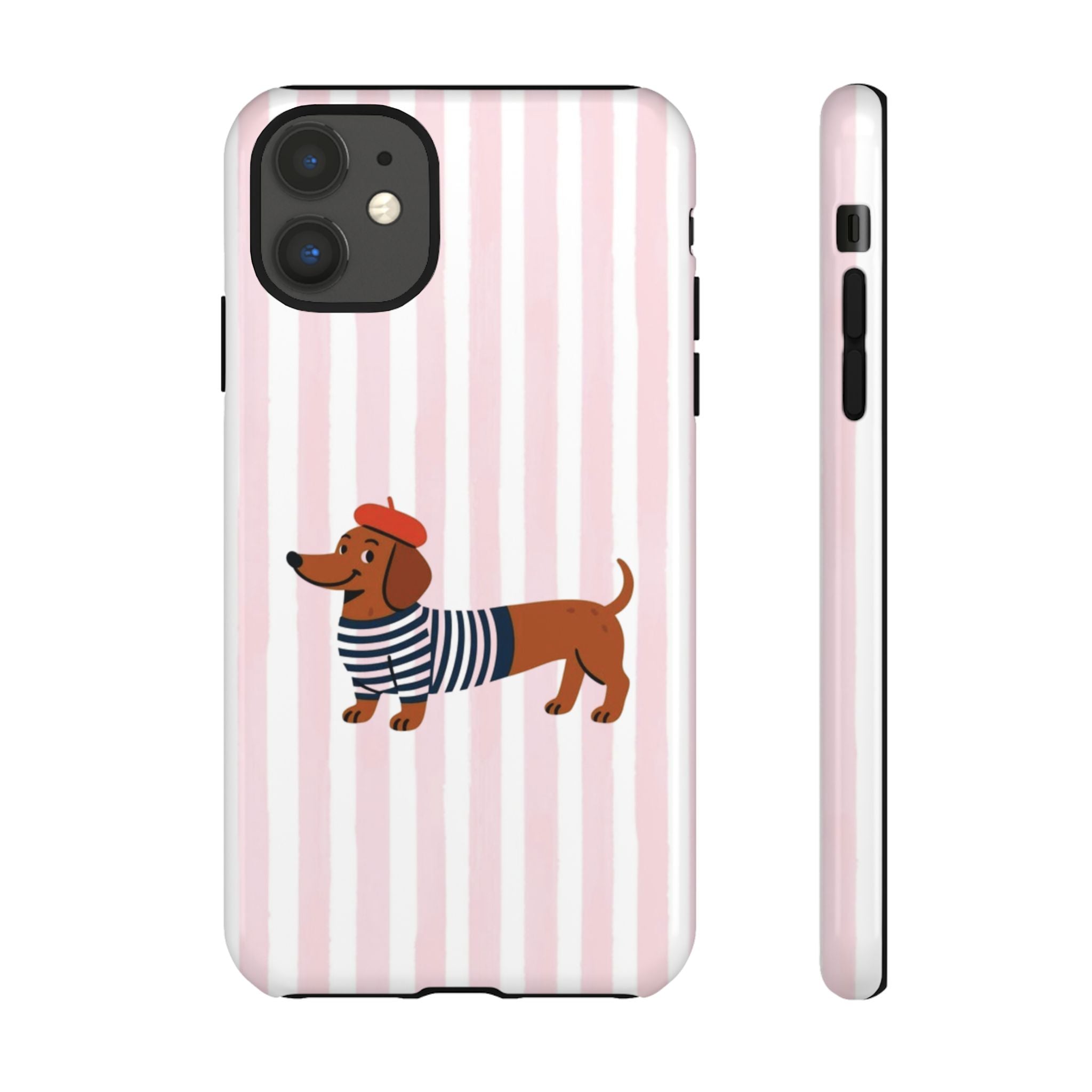 Dachshund in Breton Stripe Phone Case | French Dog Lover Gift