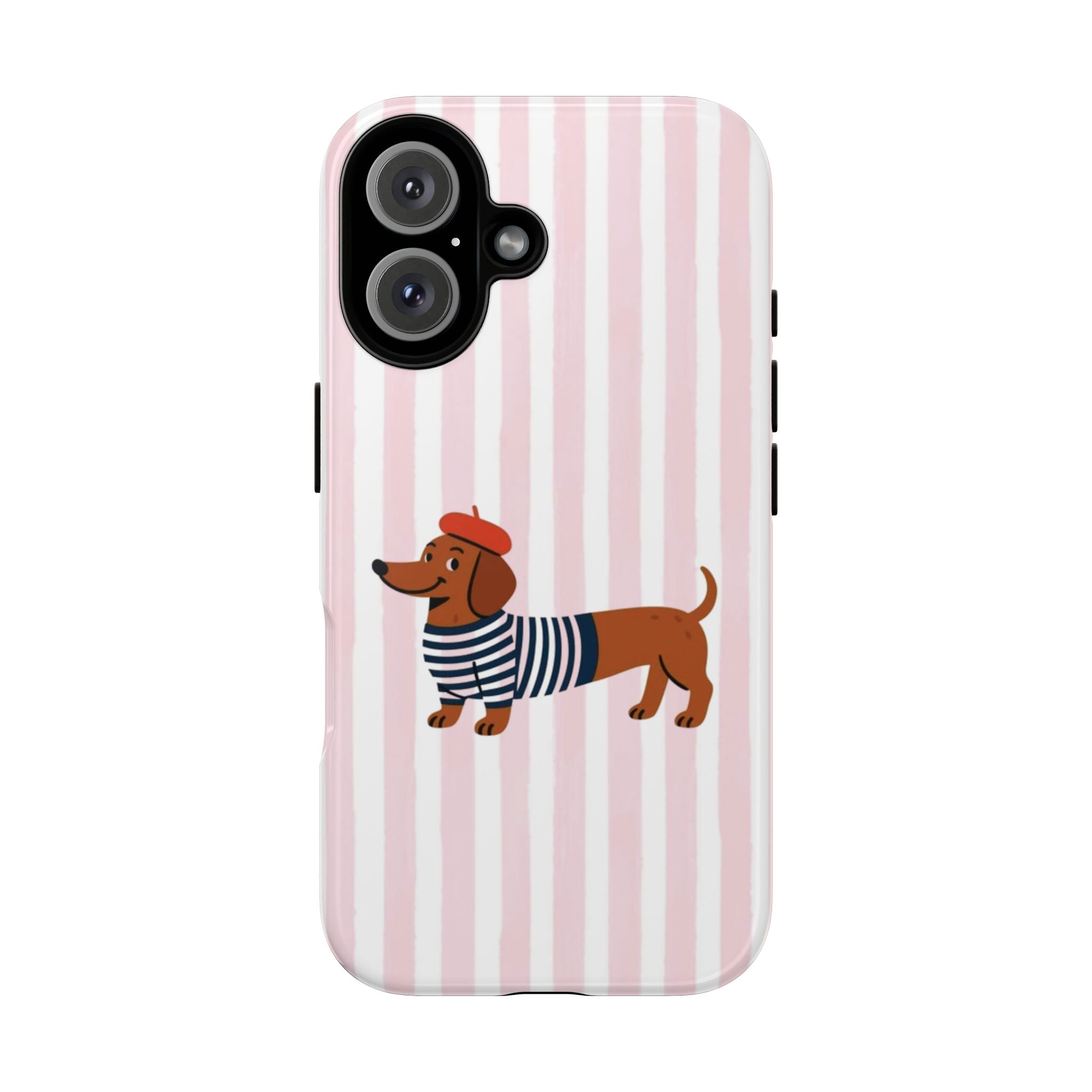 Dachshund in Breton Stripe Phone Case | French Dog Lover Gift