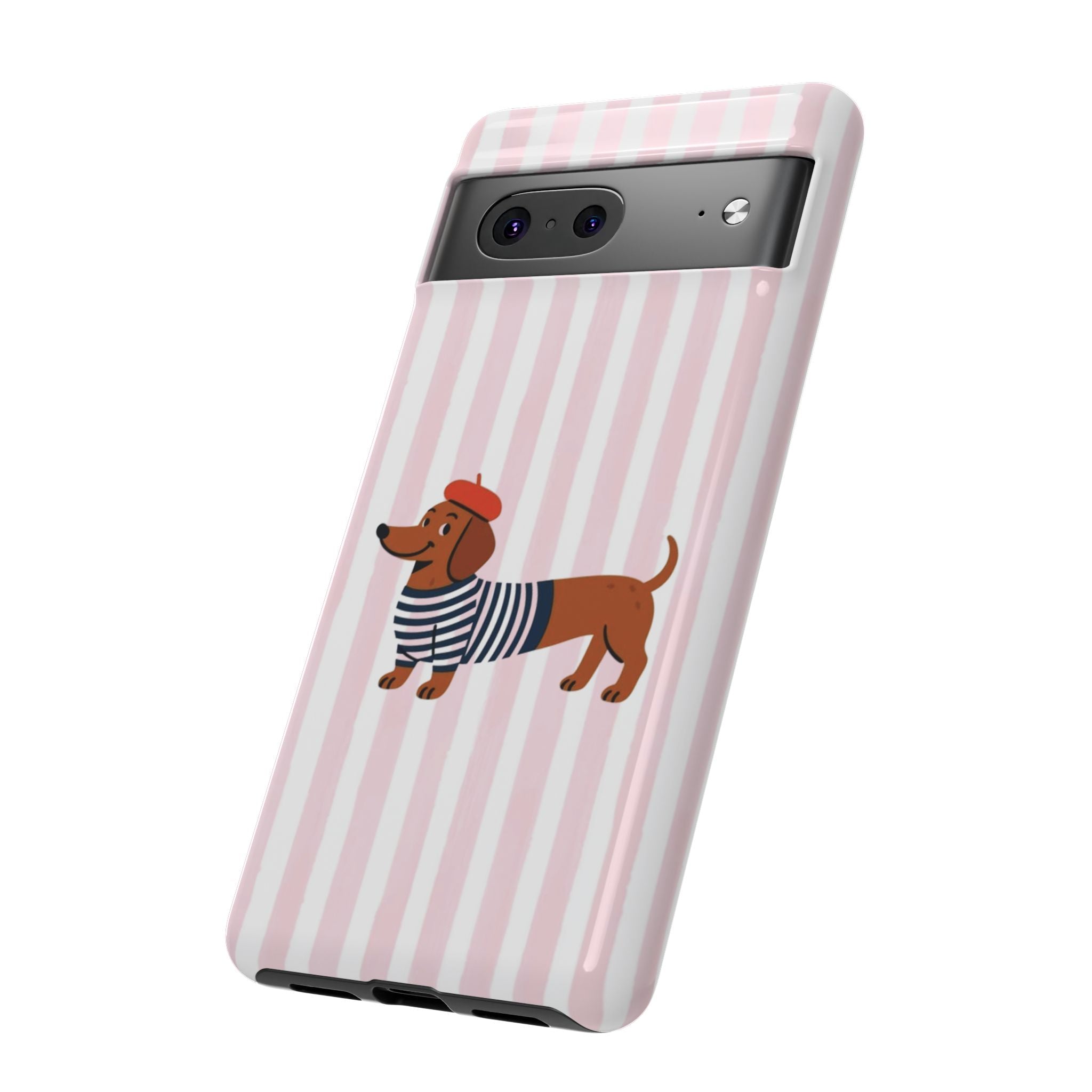 Dachshund in Breton Stripe Phone Case | French Dog Lover Gift