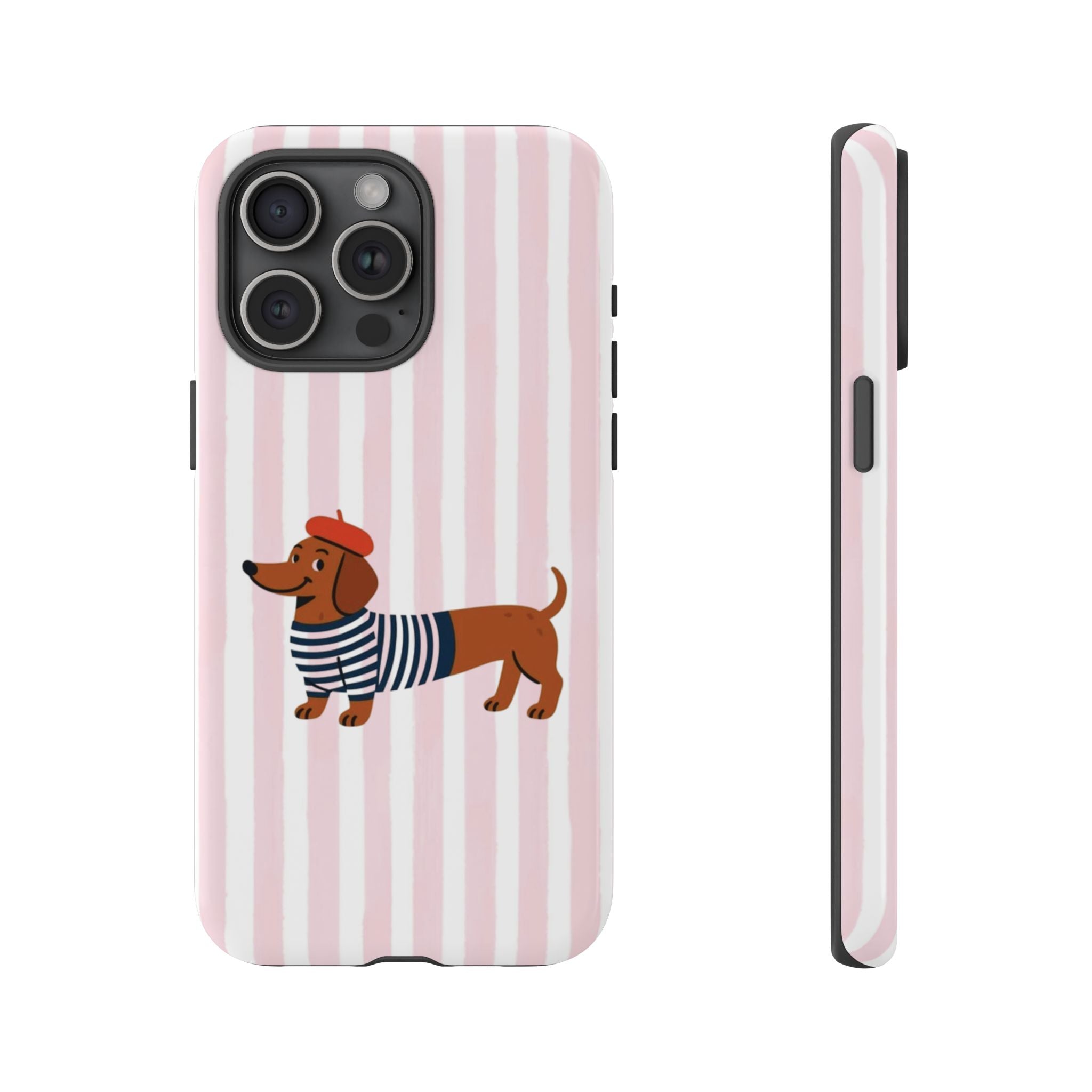 Dachshund in Breton Stripe Phone Case | French Dog Lover Gift