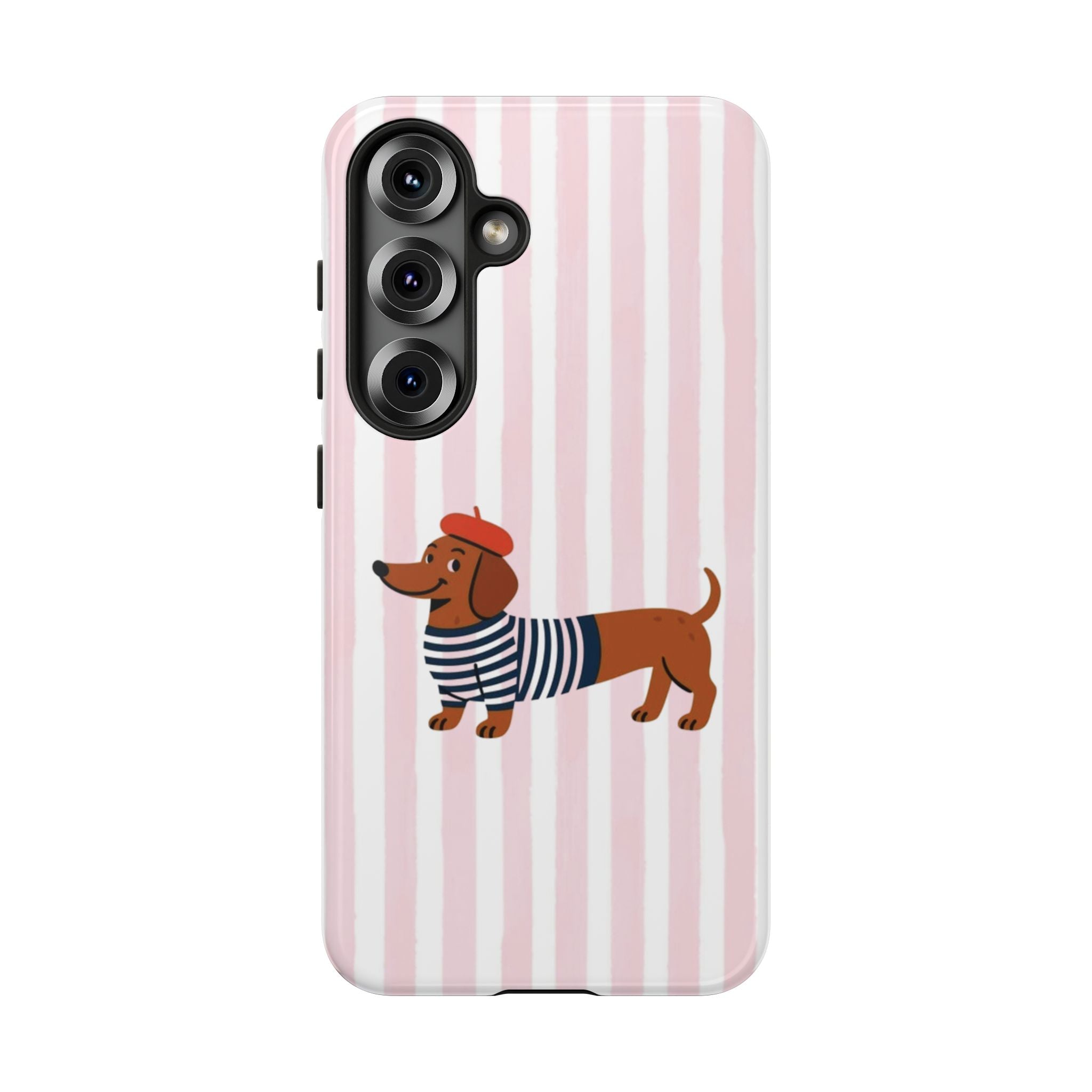 Dachshund in Breton Stripe Phone Case | French Dog Lover Gift