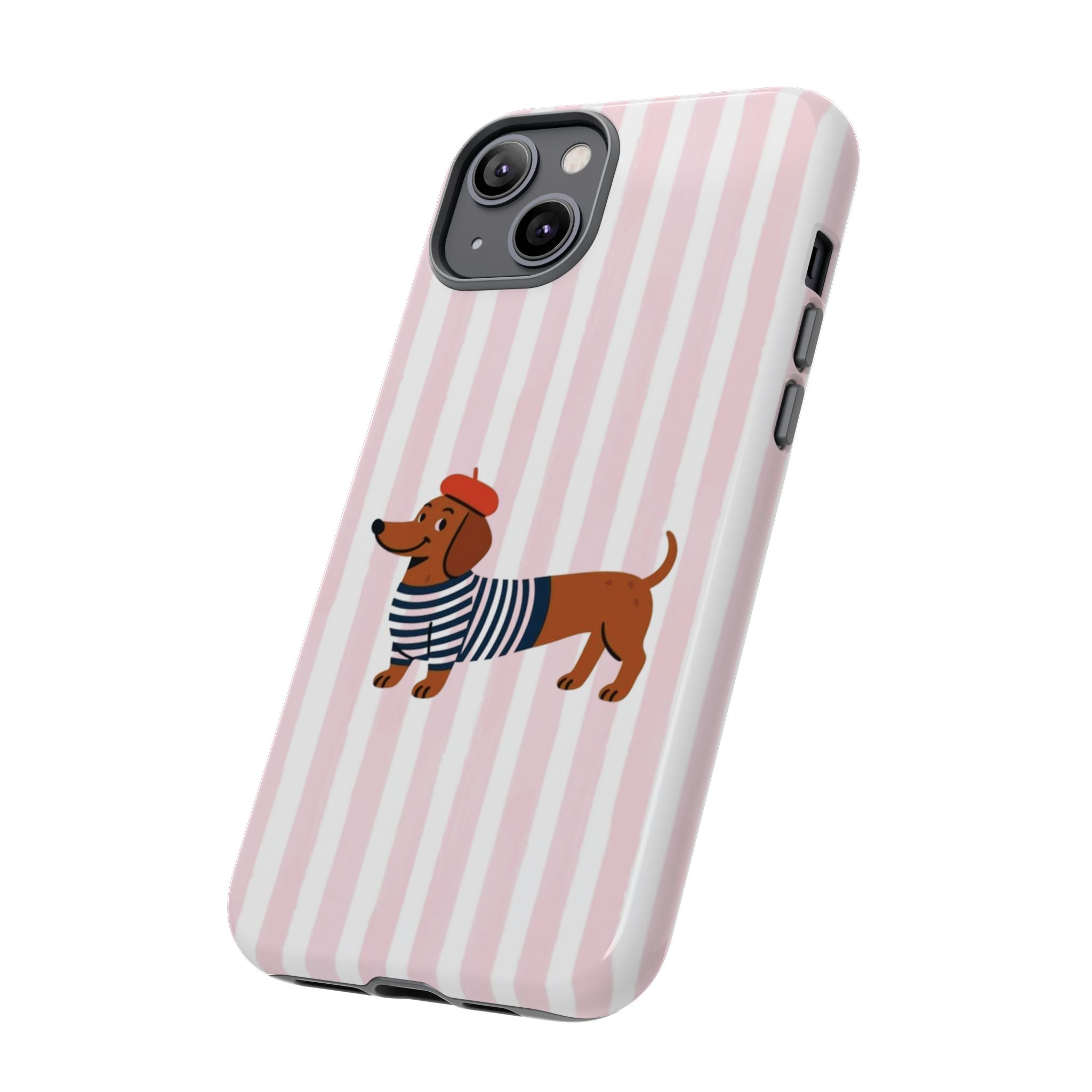 Dachshund in Breton Stripe Phone Case | French Dog Lover Gift