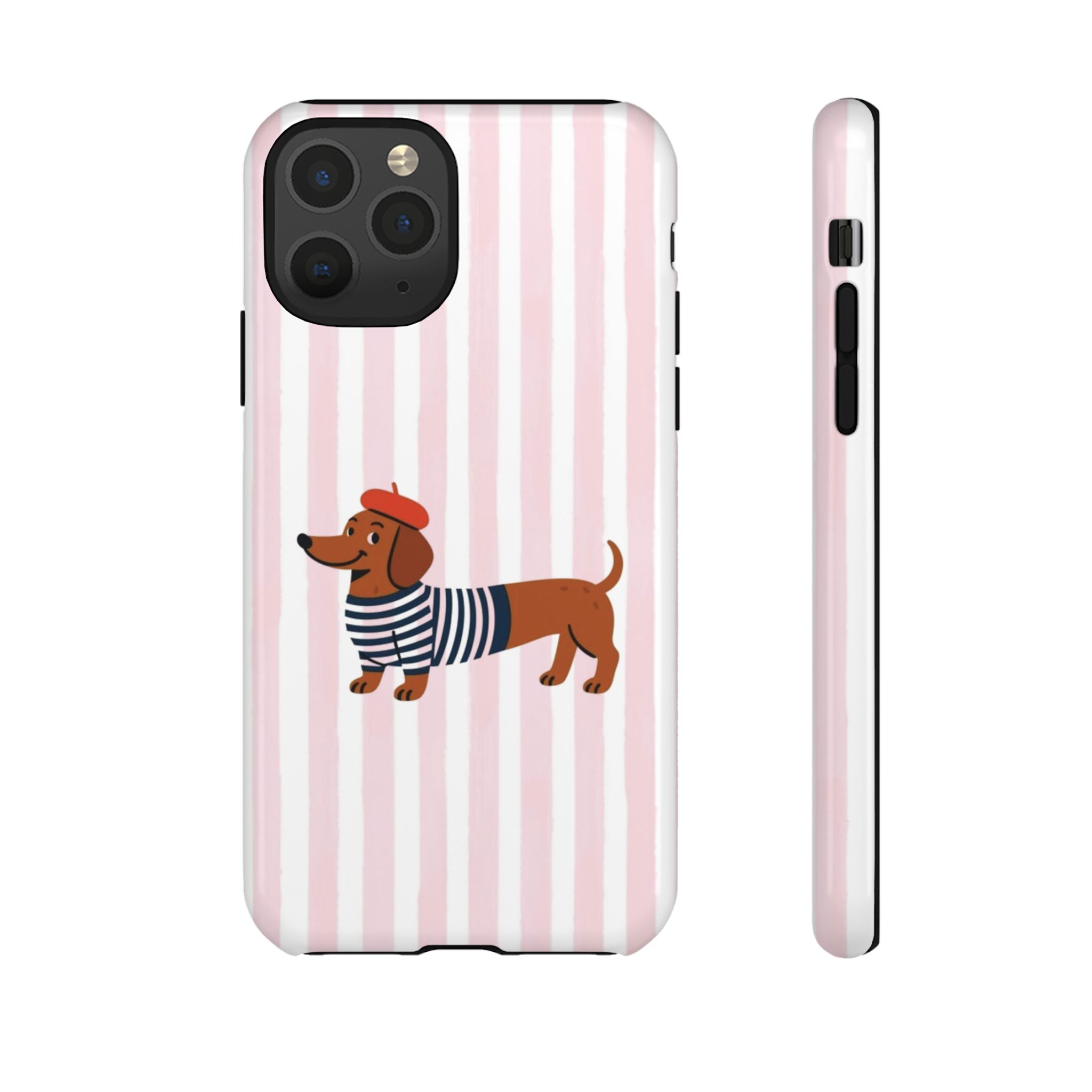 Dachshund in Breton Stripe Phone Case | French Dog Lover Gift