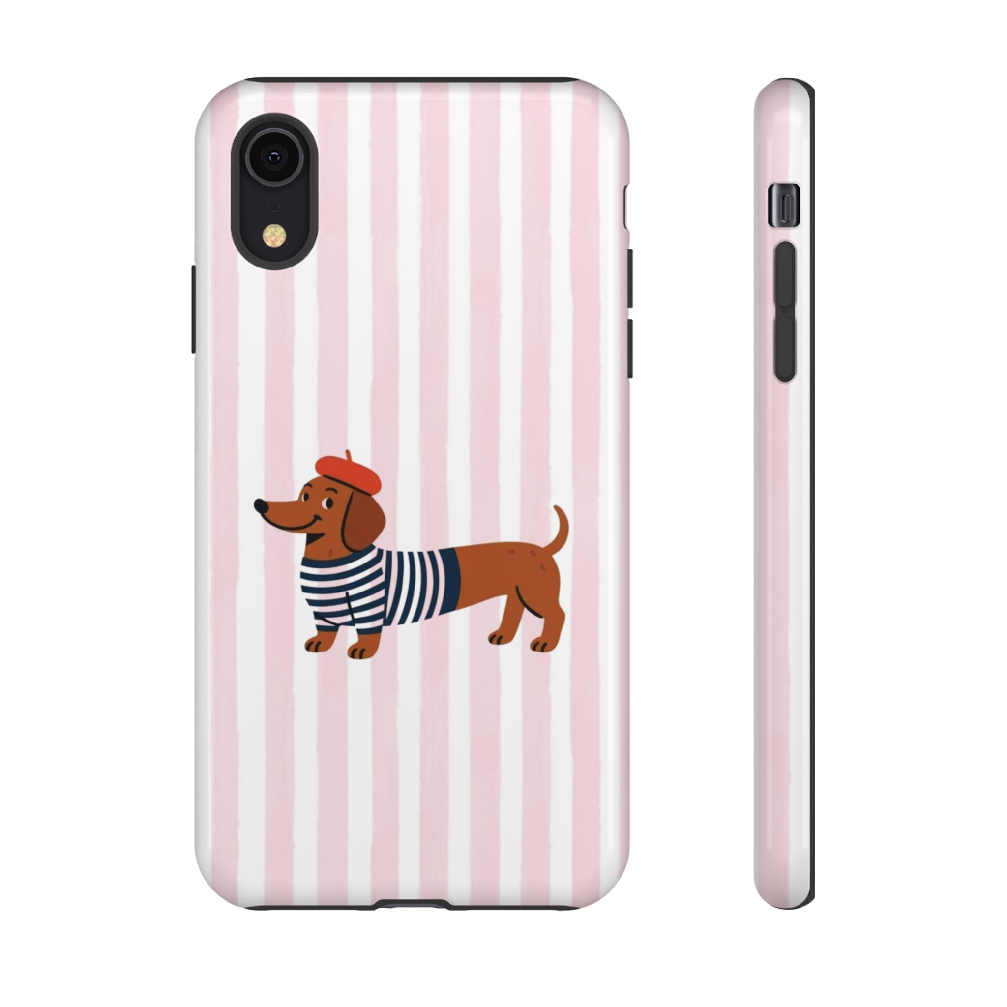 Dachshund in Breton Stripe Phone Case | French Dog Lover Gift