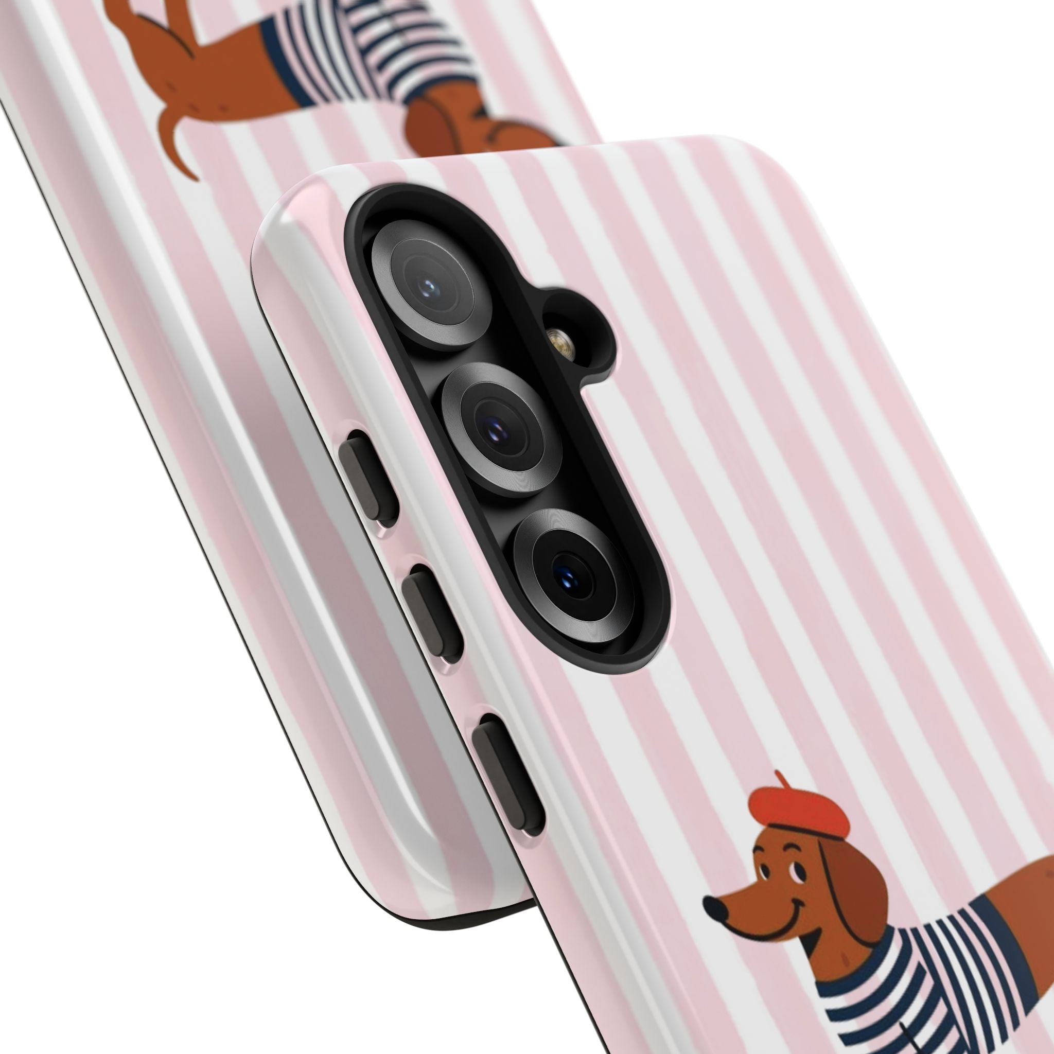 Dachshund in Breton Stripe Phone Case | French Dog Lover Gift
