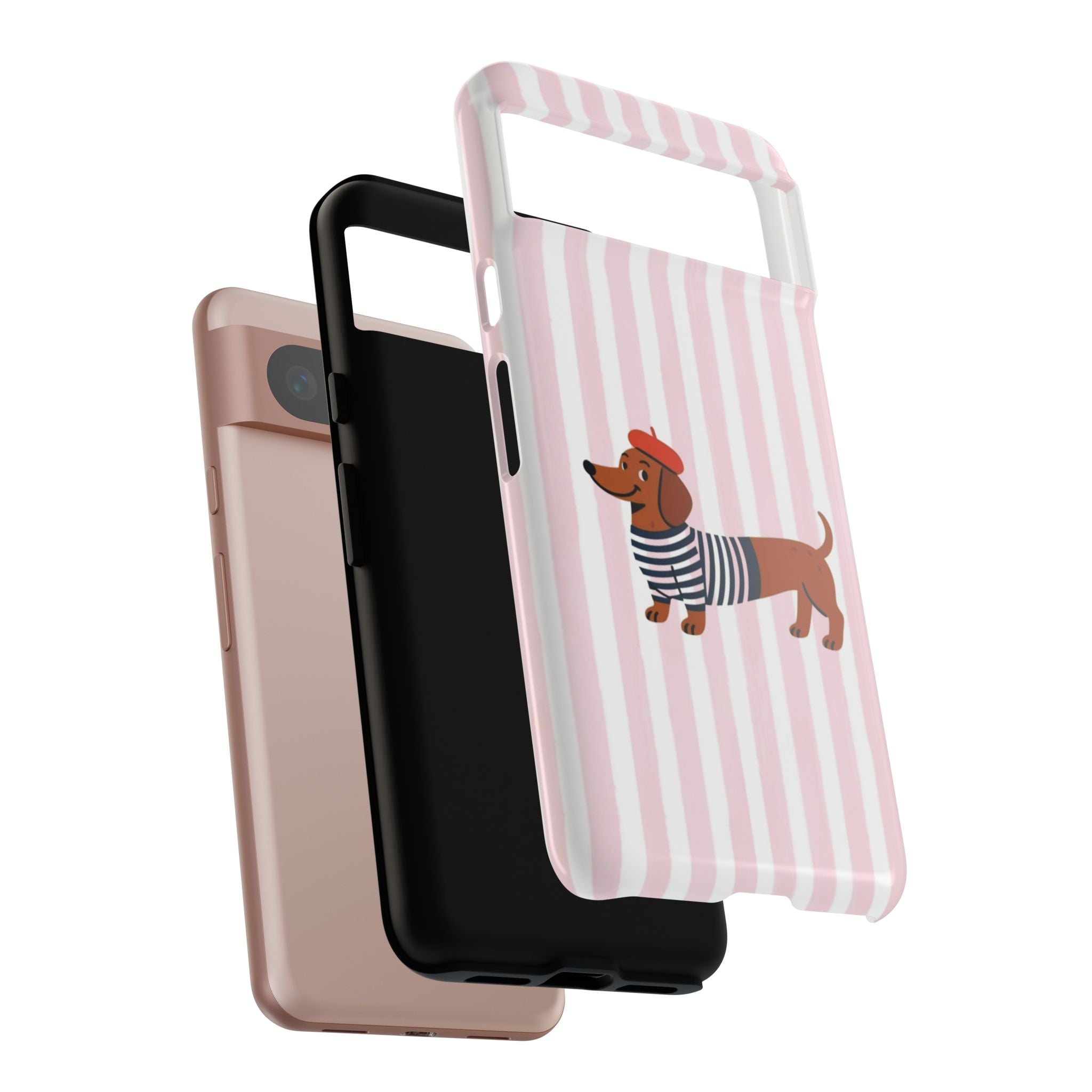 Dachshund in Breton Stripe Phone Case | French Dog Lover Gift