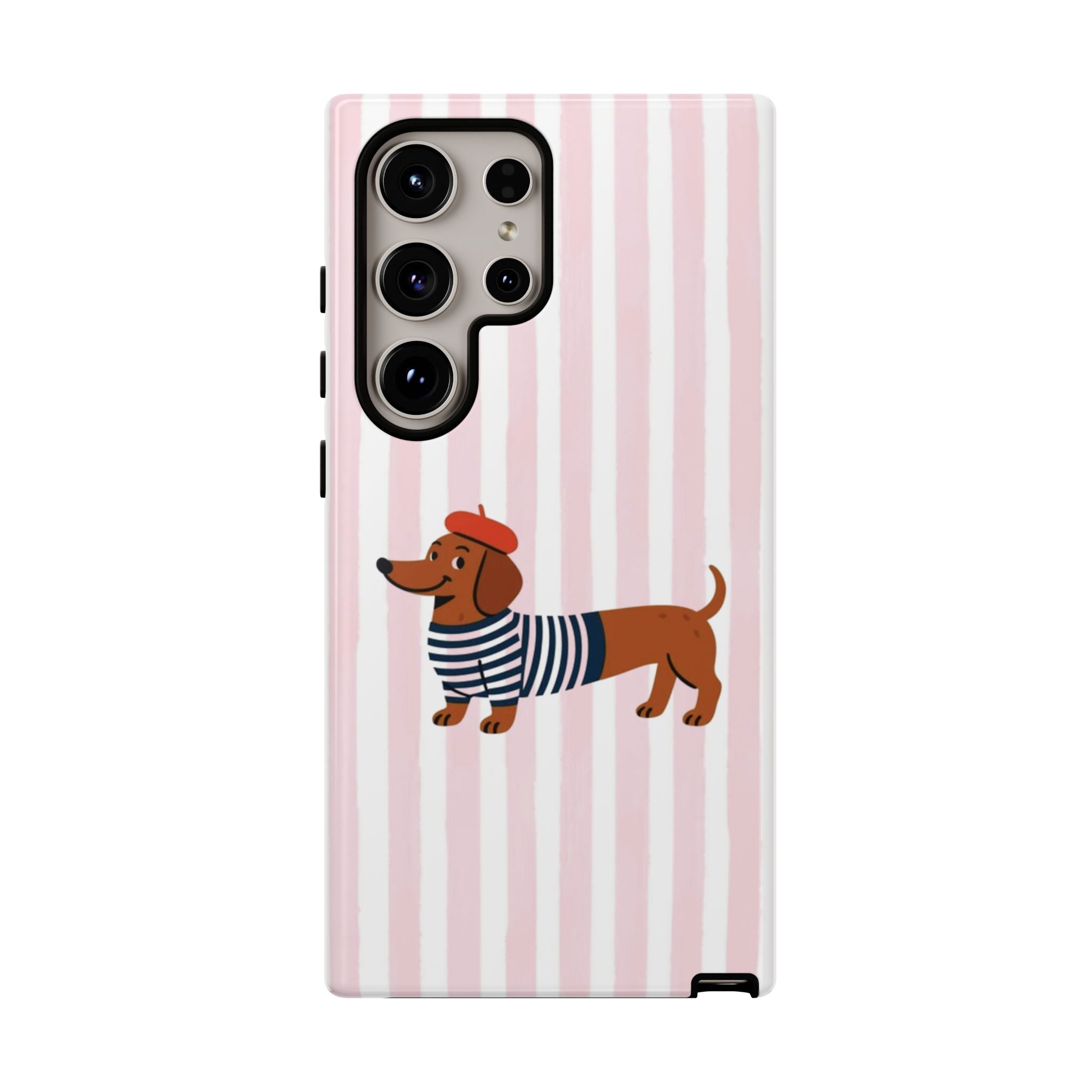 Dachshund in Breton Stripe Phone Case | French Dog Lover Gift
