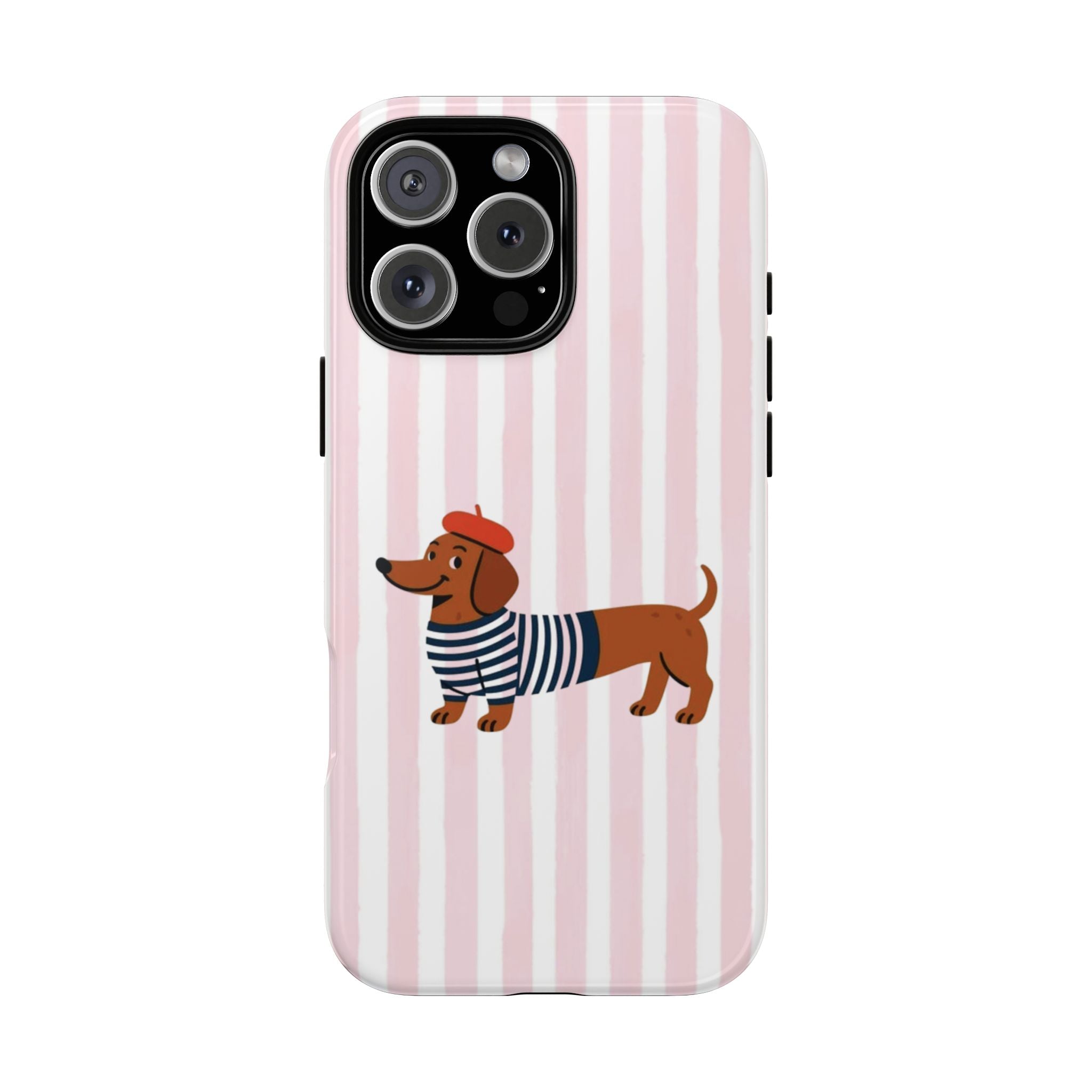 Dachshund in Breton Stripe Phone Case | French Dog Lover Gift