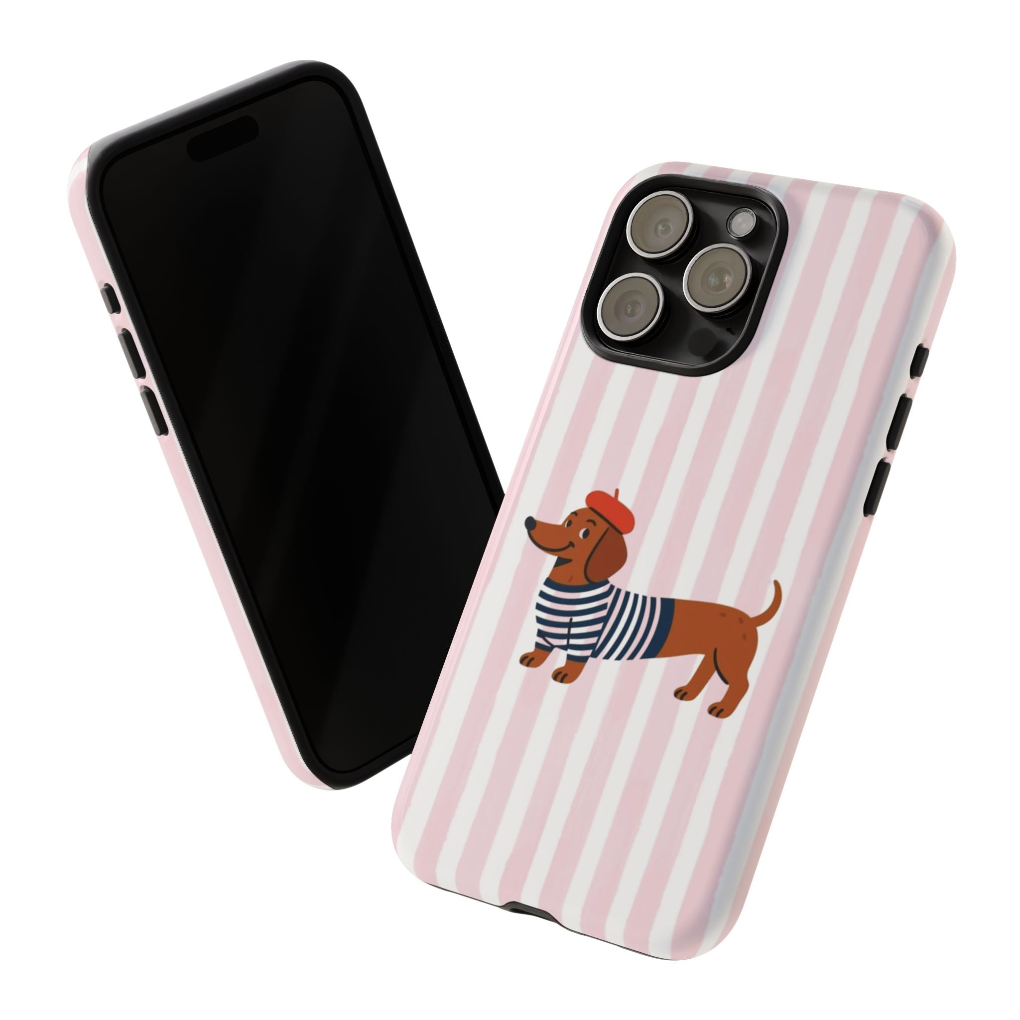 Dachshund in Breton Stripe Phone Case | French Dog Lover Gift