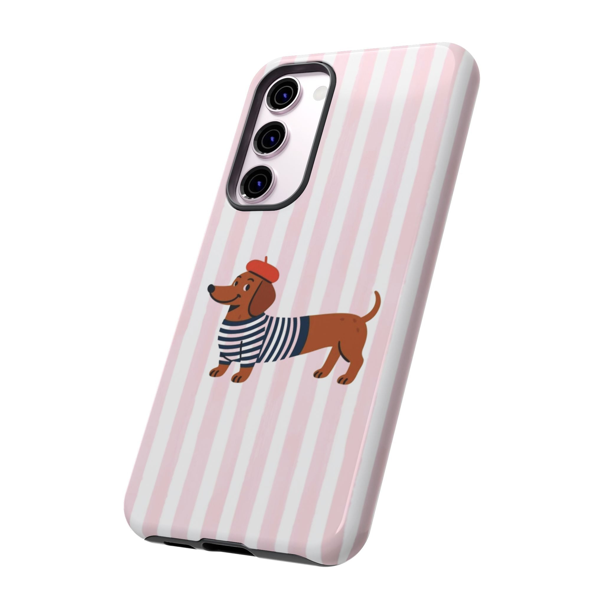 Dachshund in Breton Stripe Phone Case | French Dog Lover Gift